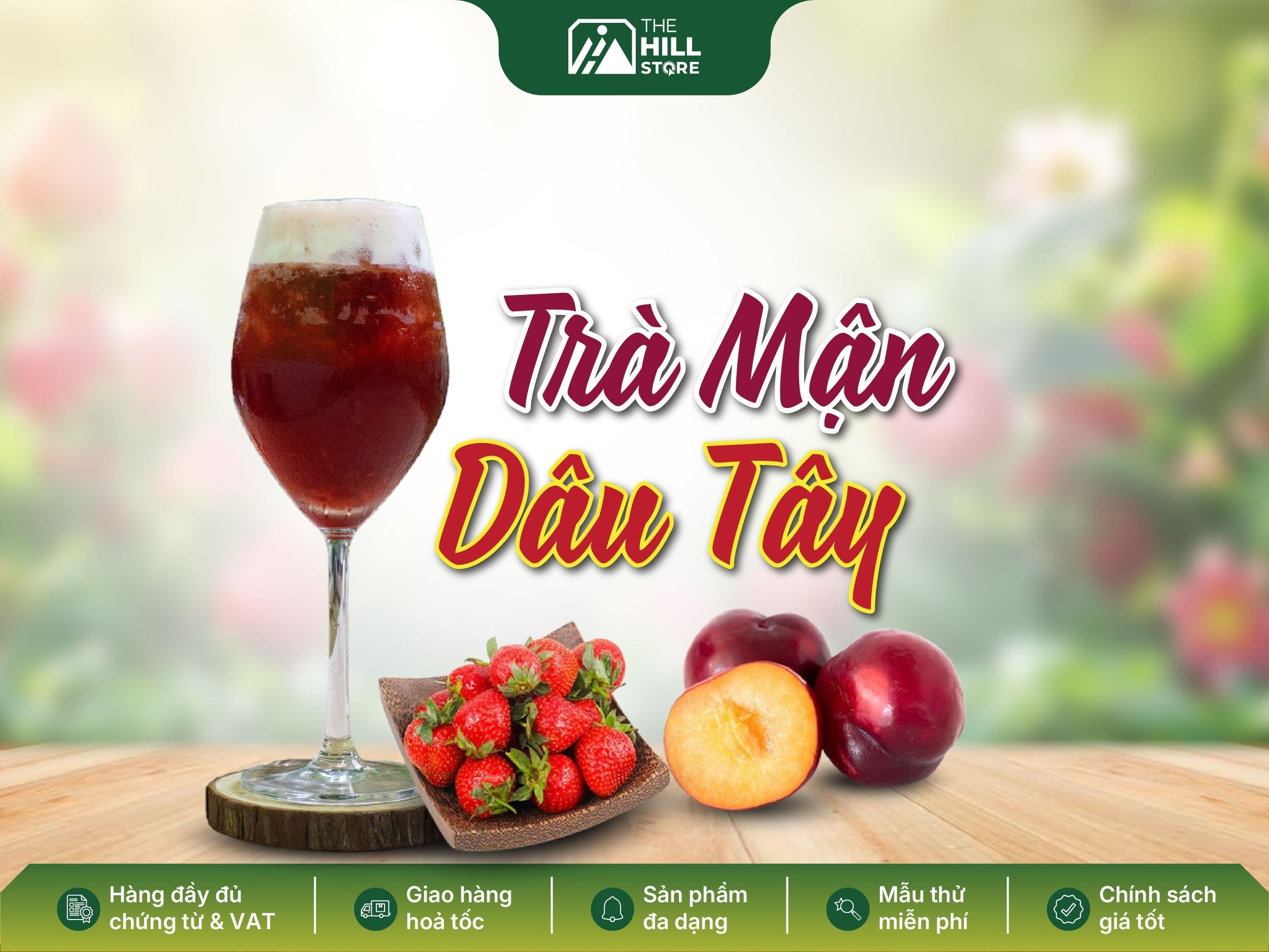 Trà mận dâu tây – vị chua ngọt thanh nhẹ trên nền trà xanh tinh khiết