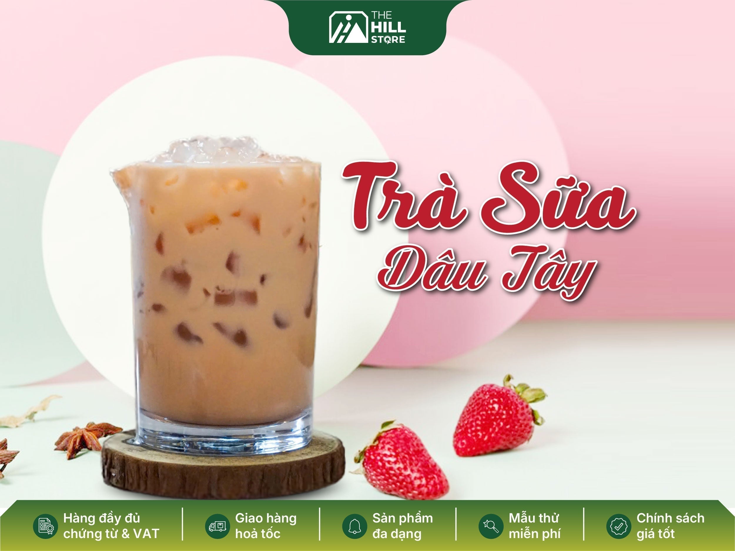 Trà sữa dâu tây – hương trà thanh mát vị dâu ngọt dịu