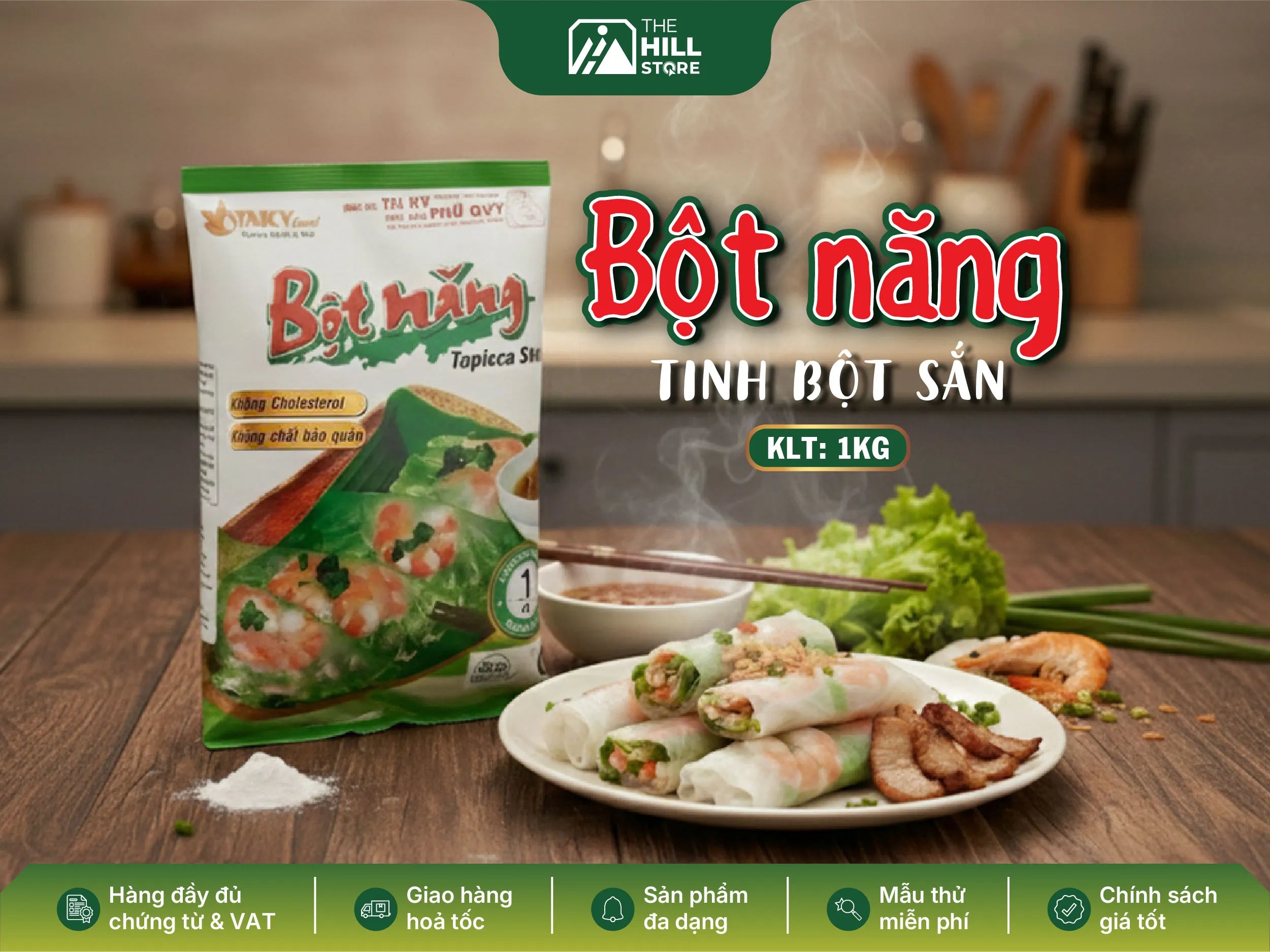 Bột năng tinh bột sắn 1KG – Nguyên liệu “vàng” giúp món ăn dẻo mịn, chuẩn vị cho bếp chuyên nghiệp