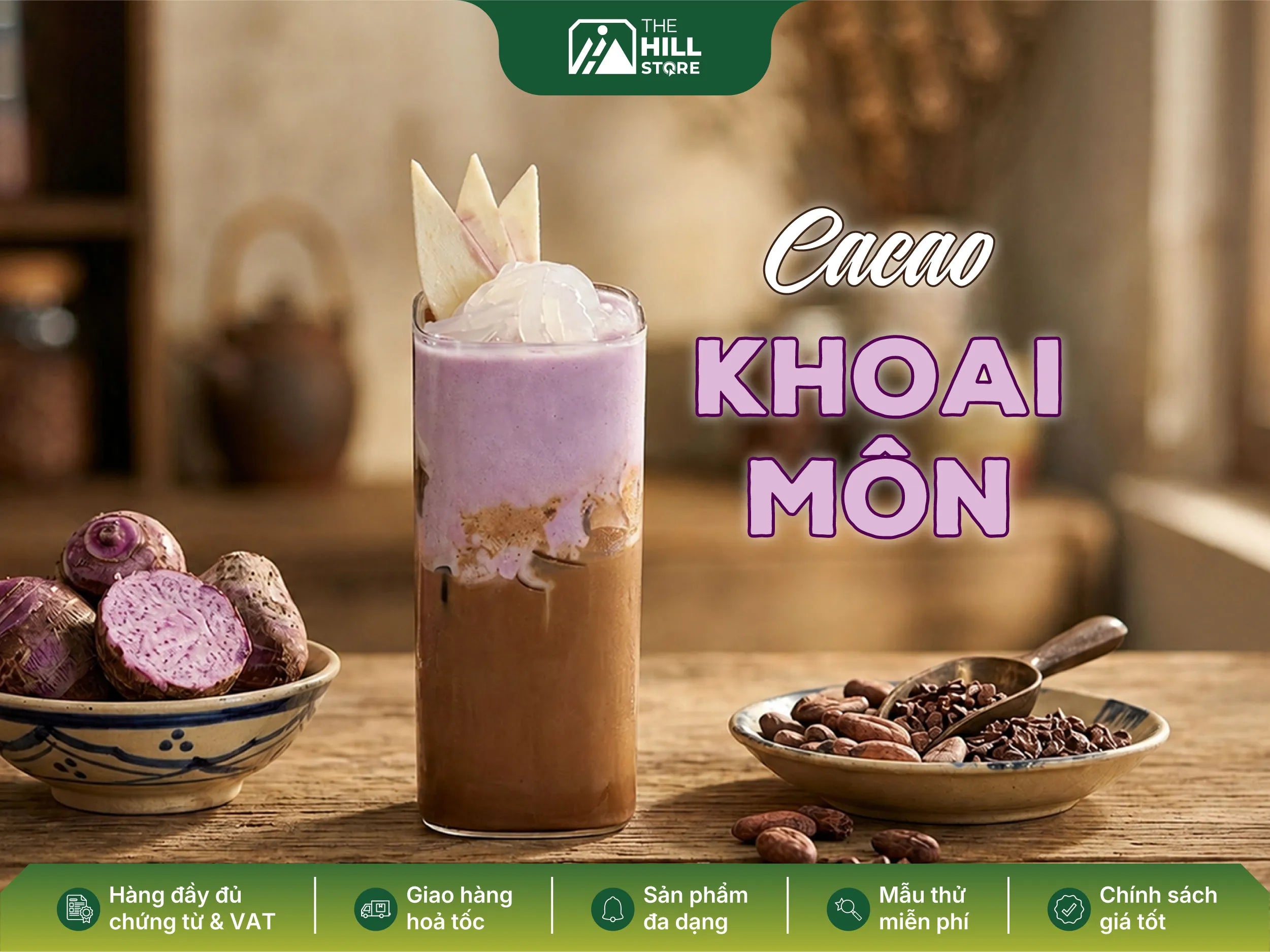 Cacao khoai môn - thức uống đa tầng hương vị, nâng tầm menu với sự kết hợp đầy khác biệt
