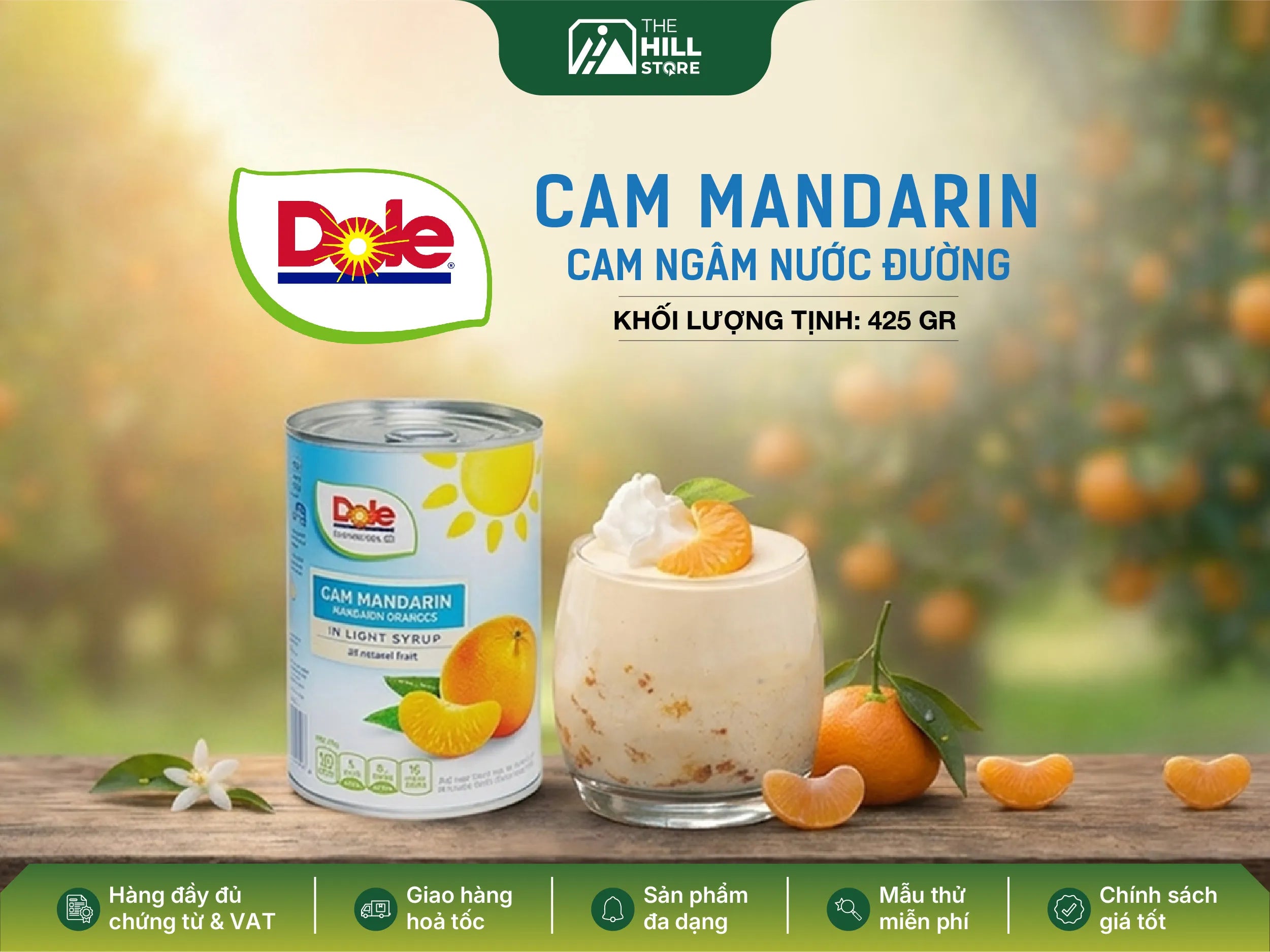 Cam mandarin dole - dòng trái cây đóng lon được nhiều quán lựa chọn menu đồ uống hiện nay