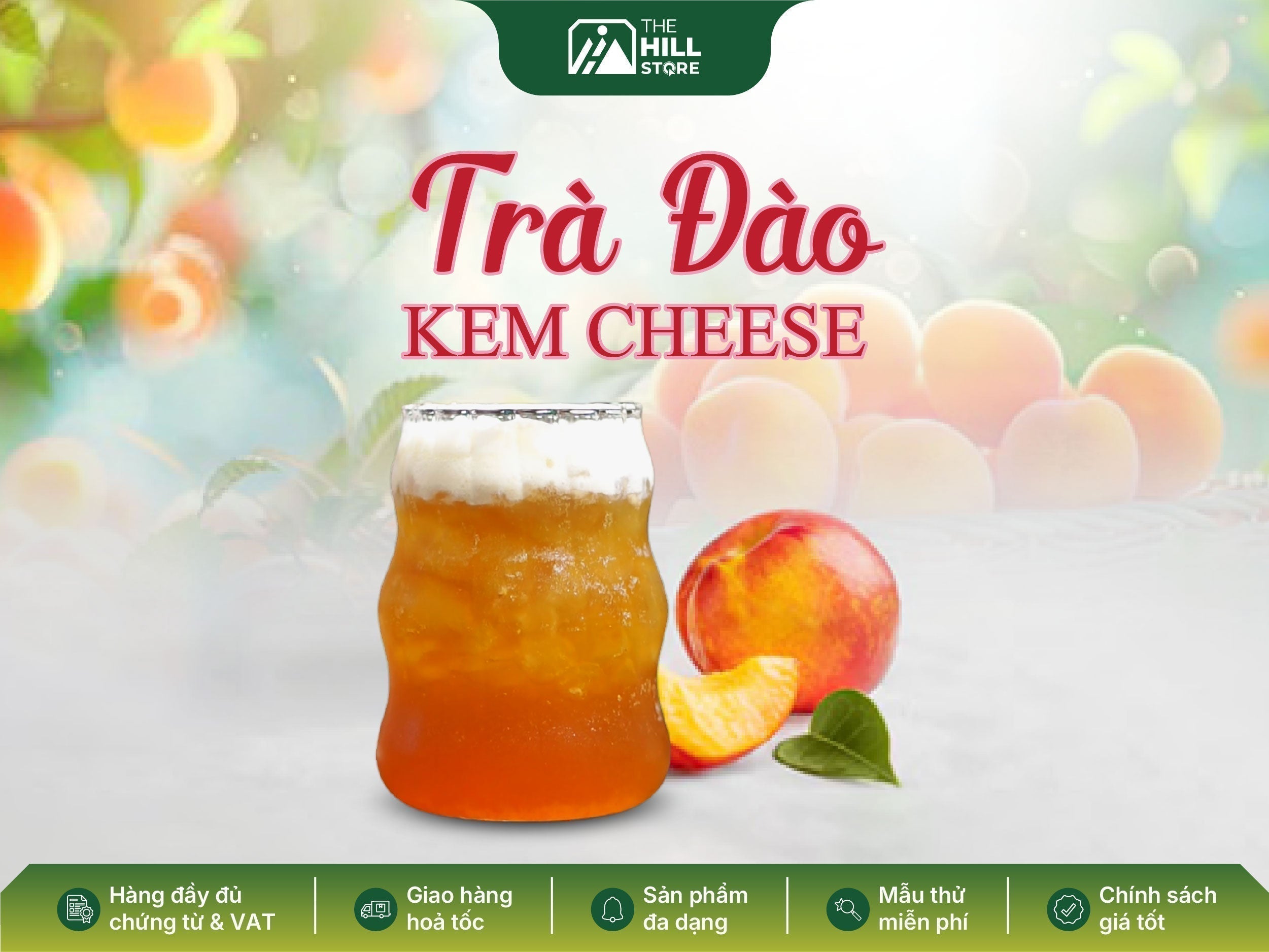 Trà đào kem chesse - Công thức chuẩn quán, đậm vị đào thanh mát & lớp kem béo mịn hấp dẫn