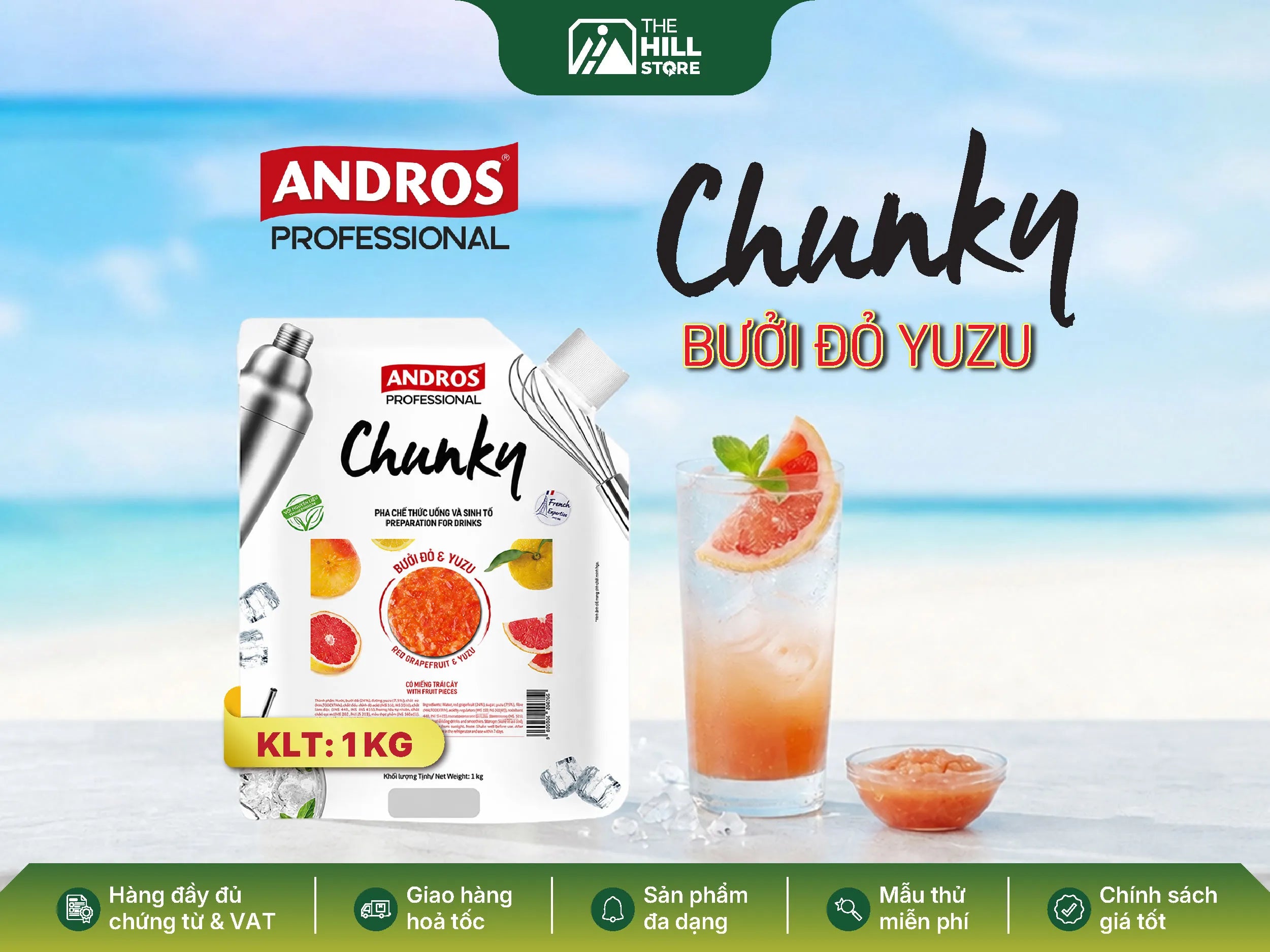 Chunky bưởi đỏ yuzu andros - vị bưởi đỏ chua thanh kết hợp hương yuzu tươi sáng