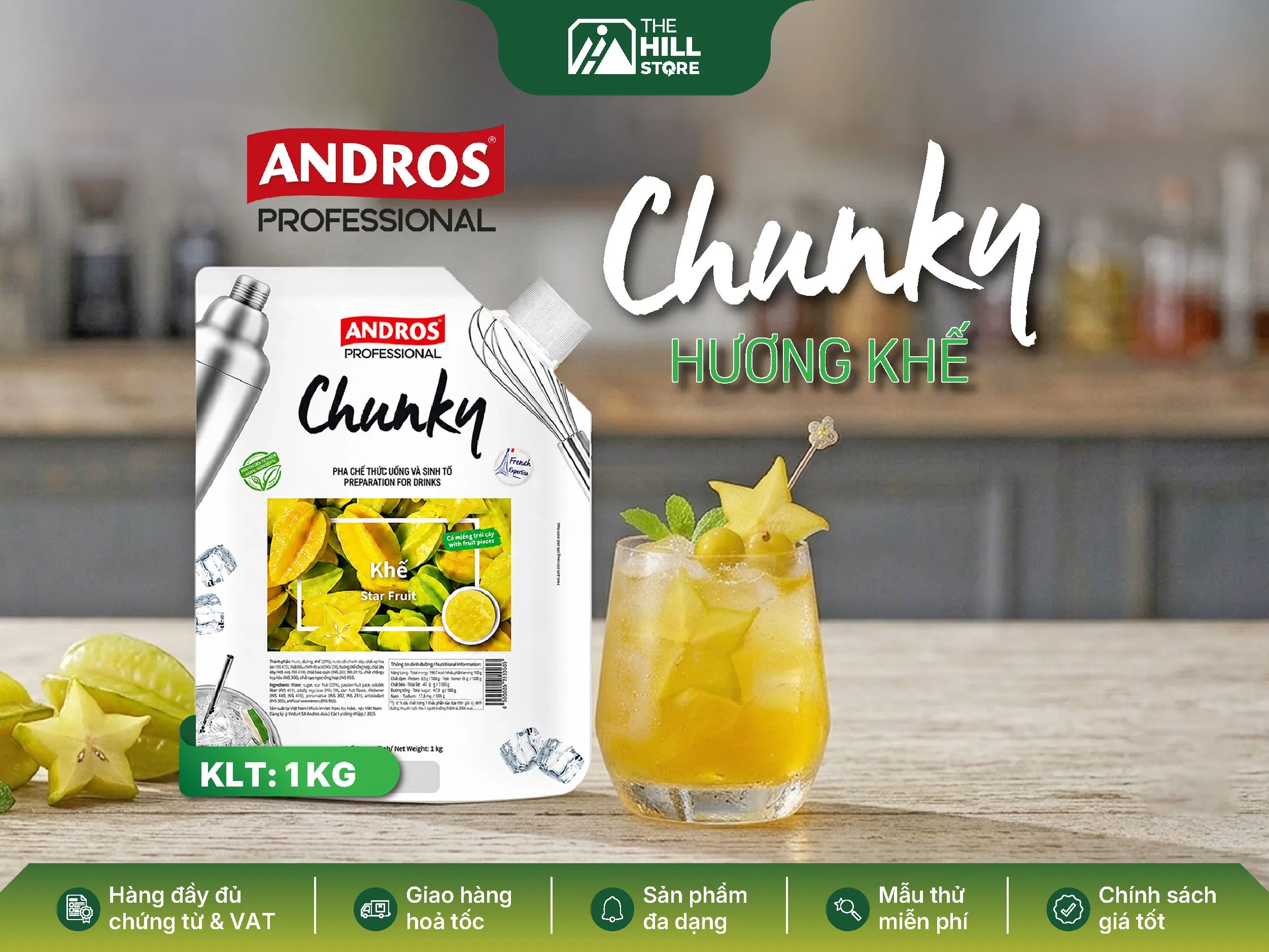 Chunky khế (starfruit) andros - hương vị khế chua thanh mới lạ cho menu đồ uống