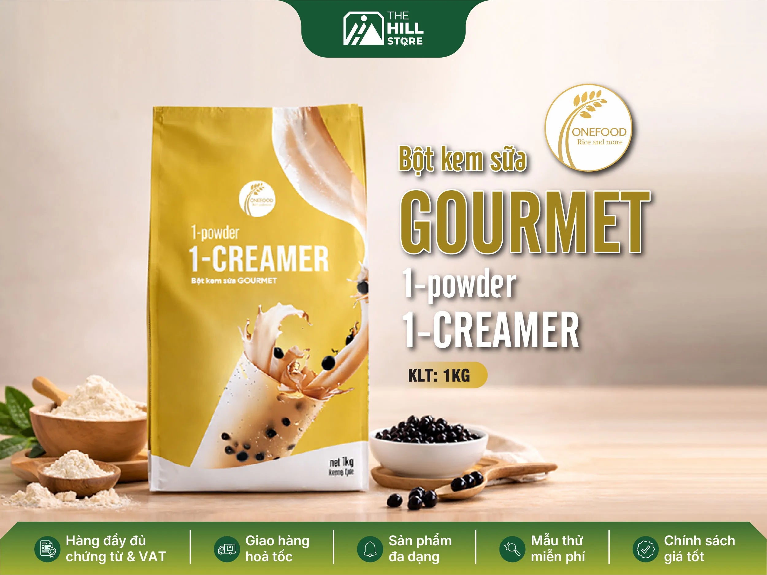 Bột 1-creamer gourmet 1kg – giải pháp tạo nền vị béo mịn, ổn định cho ly trà sữa và cà phê