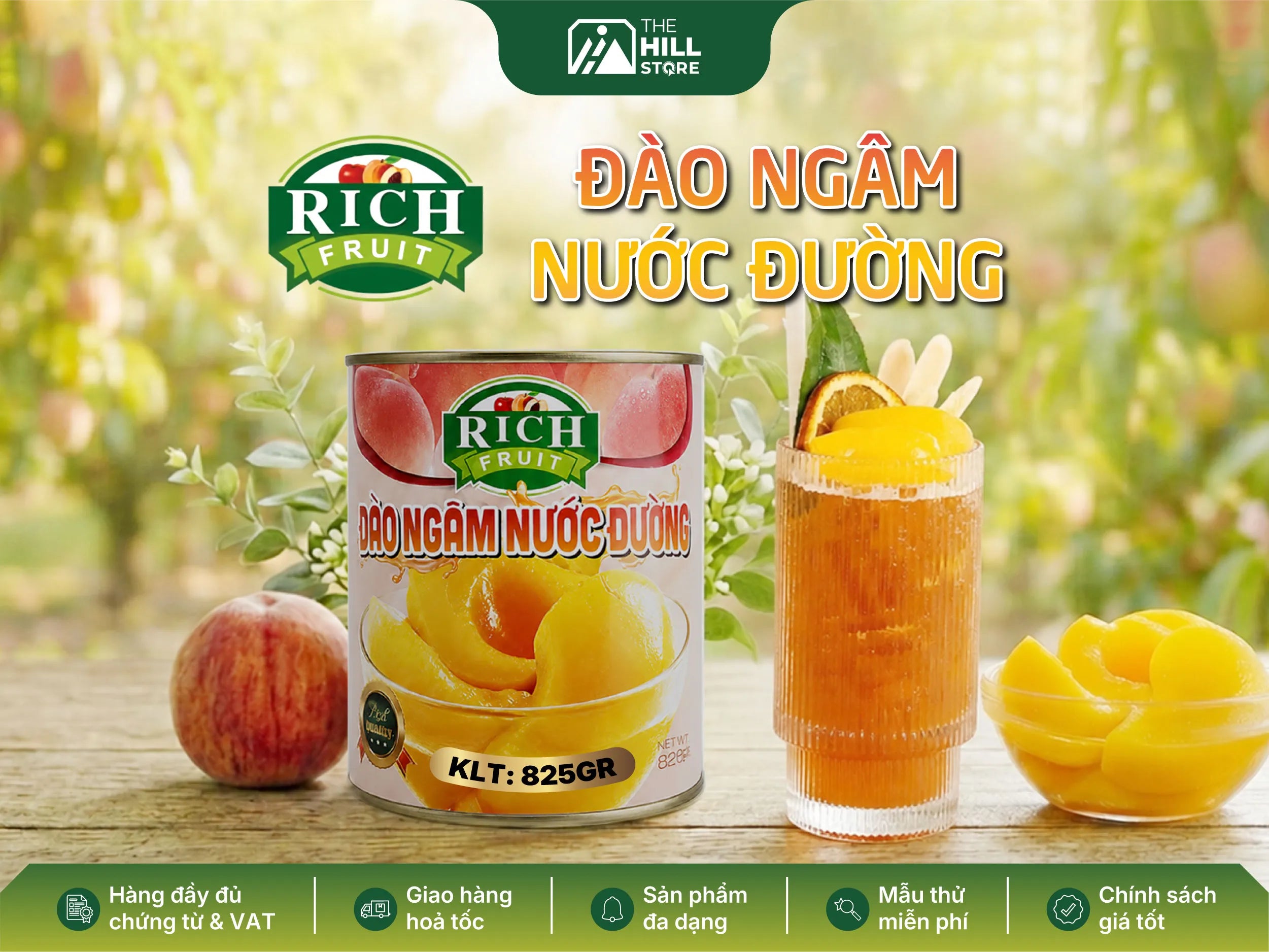 Đào ngâm nước đường rich - sự lựa chọn bền vững của hàng ngàn quán đồ uống
