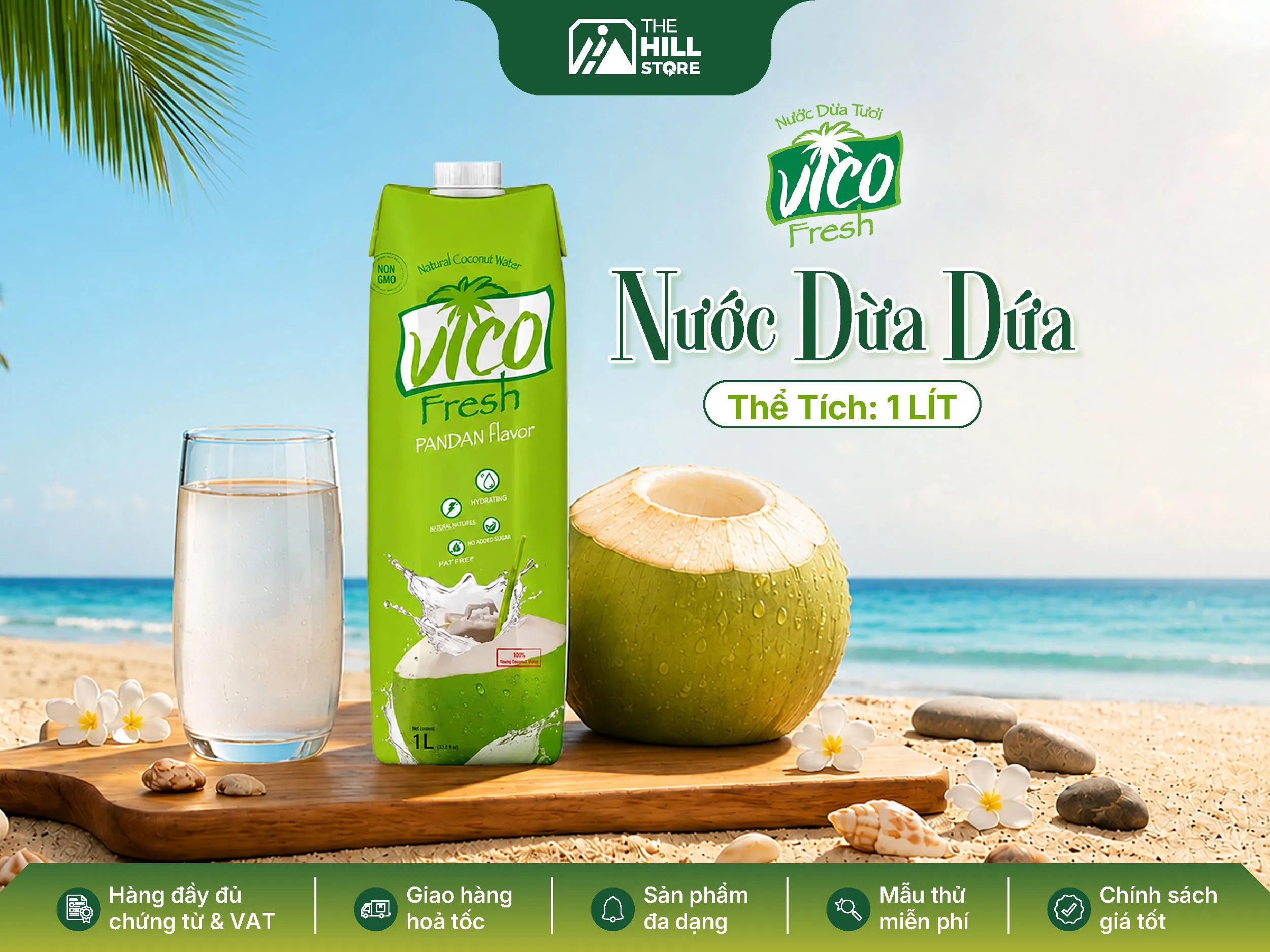 Nước dừa dứa vico fresh 1l - nguyên liệu thanh mát cho menu đồ uống nhiệt đới