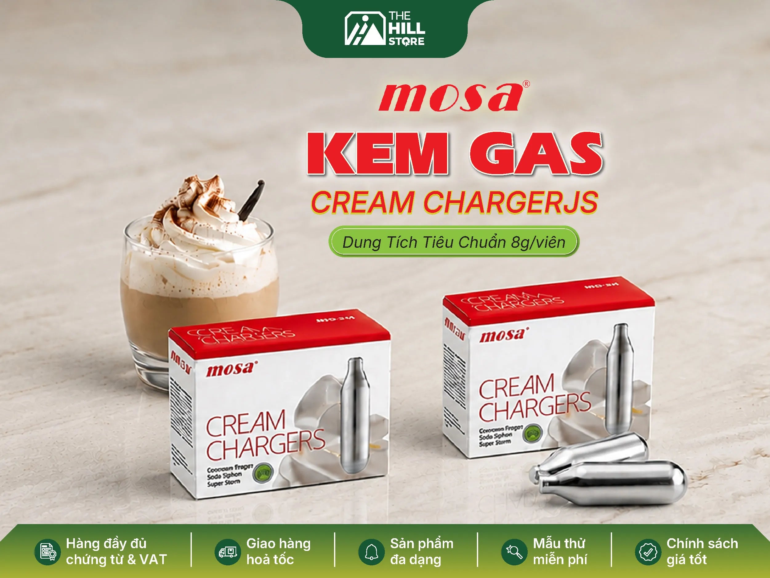 Gas kem mosa - giải pháp tạo lớp kem bông mịn cho quầy pha chế và bếp bánh