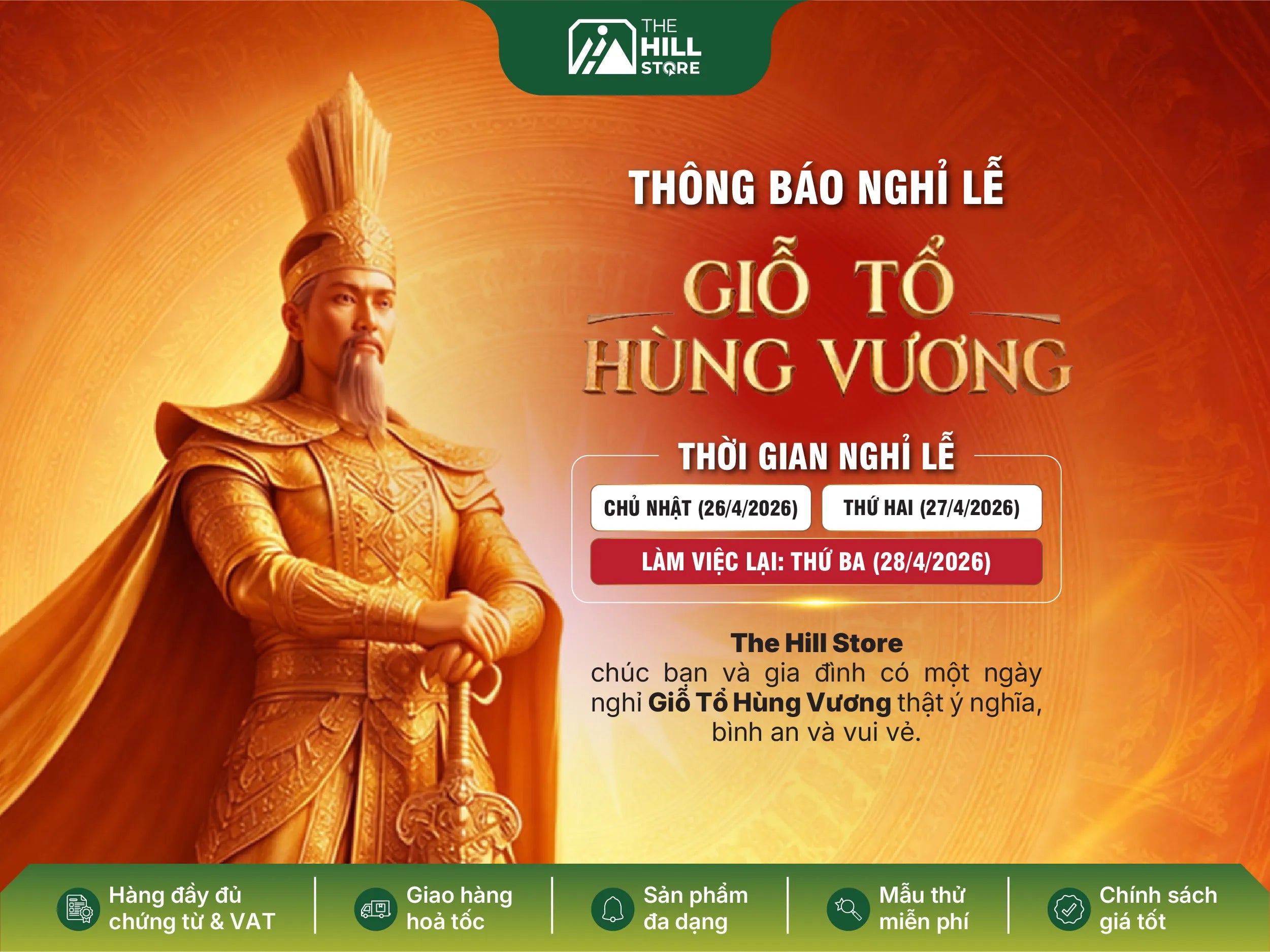 Thông báo lịch nghỉ lễ giỗ tổ hùng vương 2026