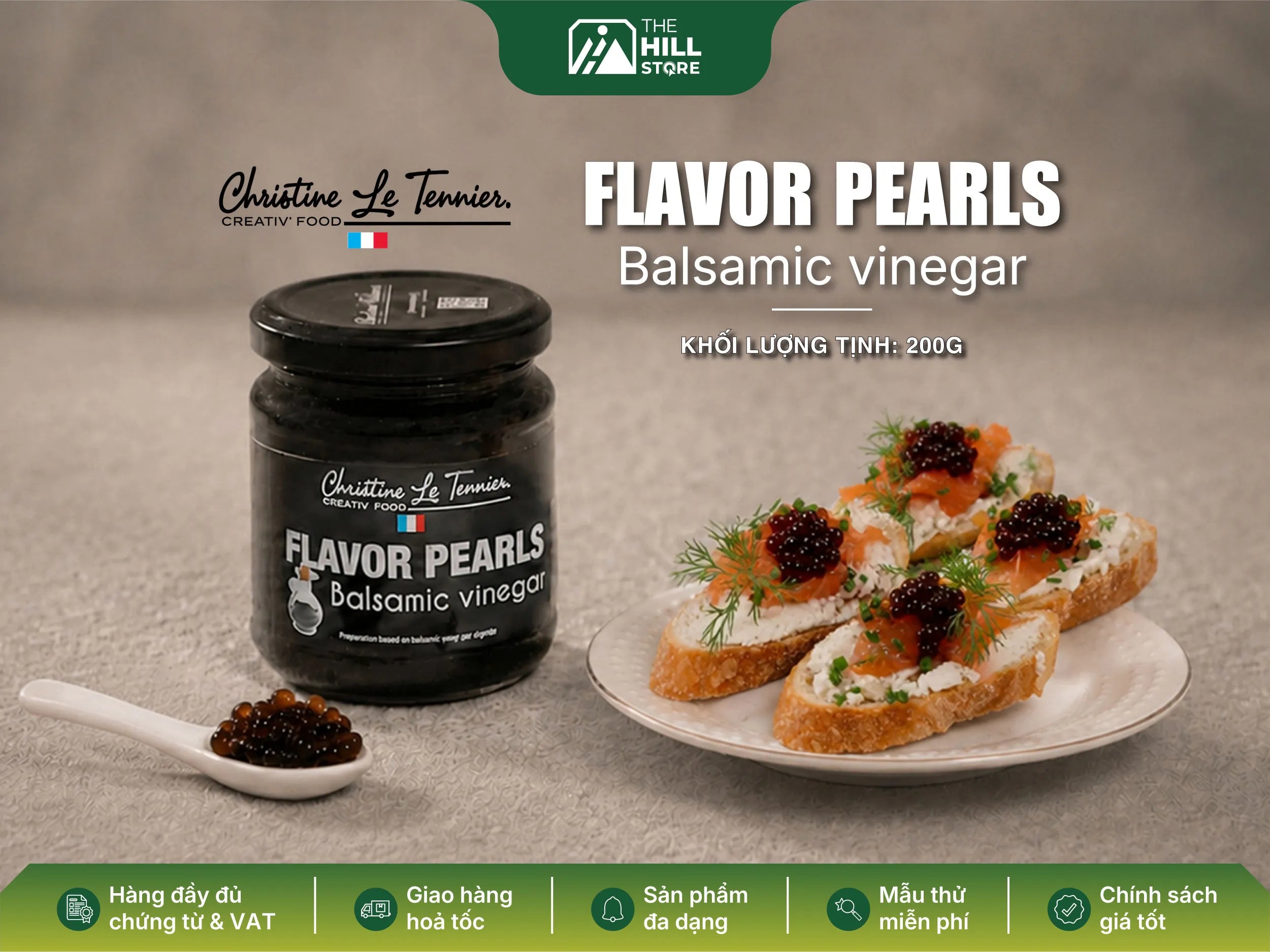 Hạt trân châu vị giấm flavor pearls balsmaic vinegar 200g - điểm nhấn tinh tế nâng tầm món ăn chuẩn fine dining