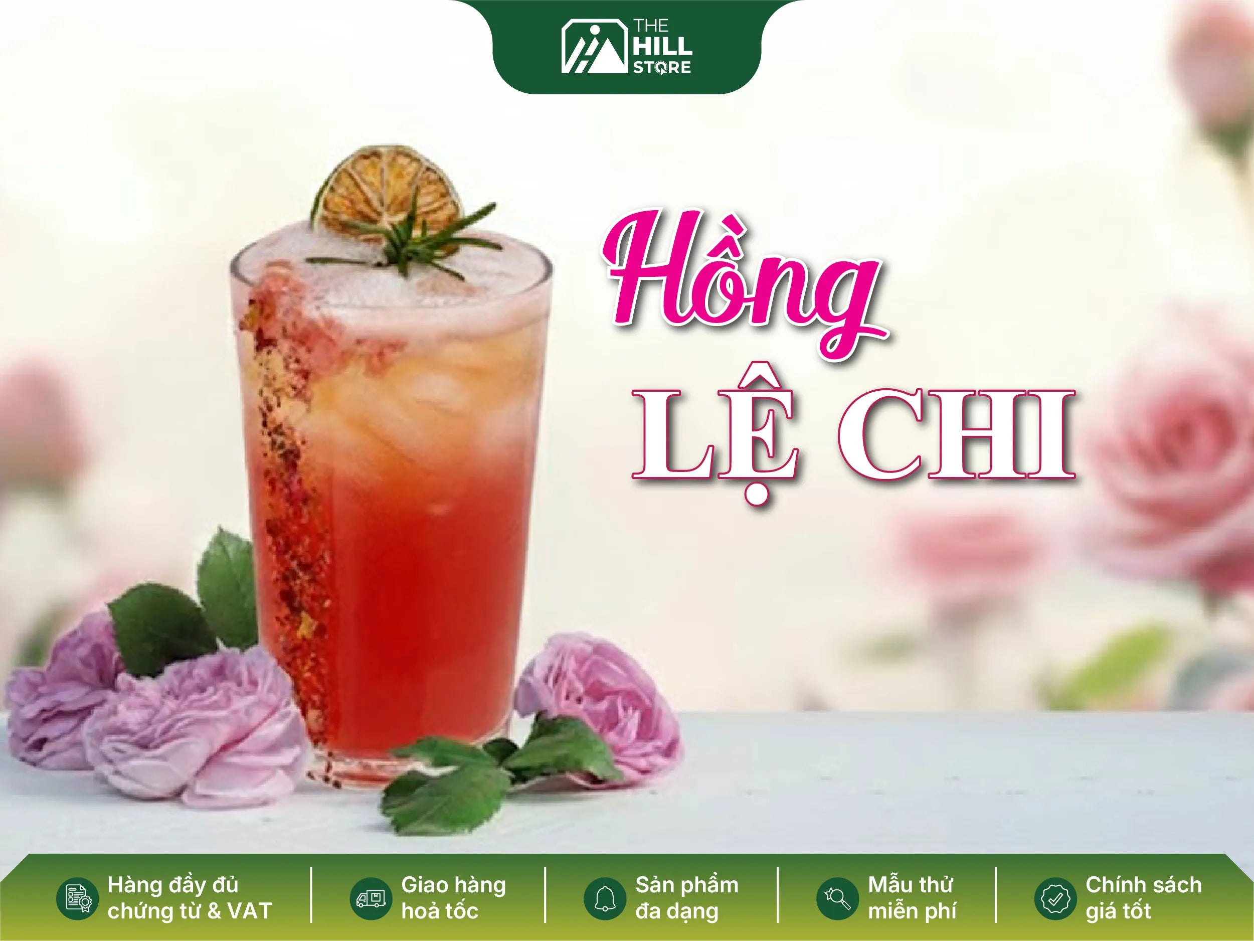 Hồng lệ chi – trà xanh lài thanh mát hòa vị vải và hoa hồng