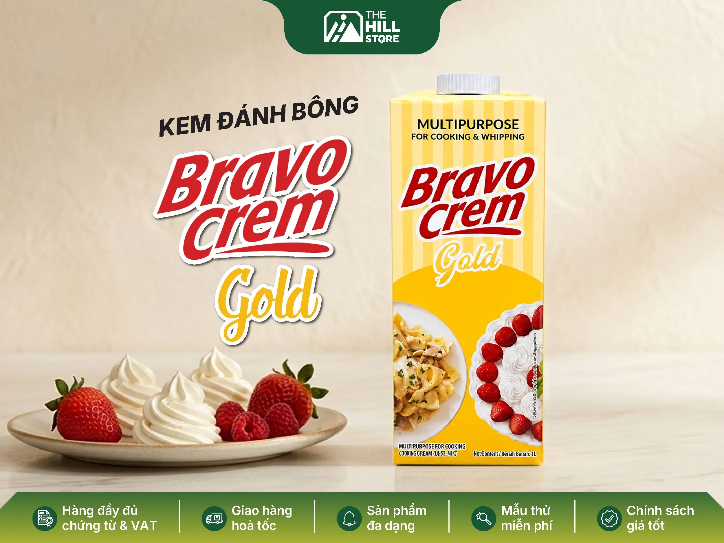 Kem đánh bông bravo gold 34% chất béo - giải pháp đa dụng cho bếp bánh và f&b