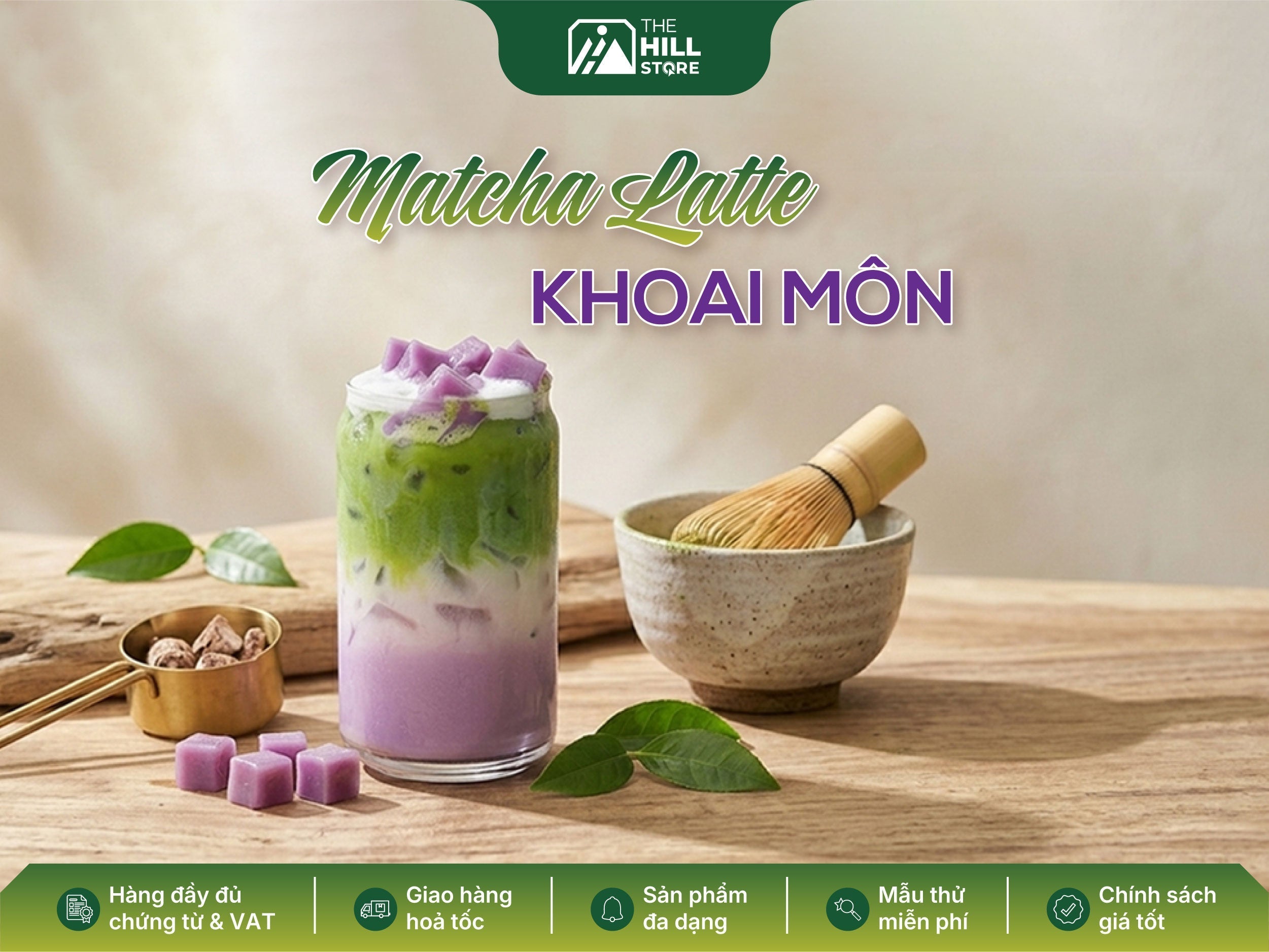 Matcha latte khoai môn - hương matcha dịu nhẹ, vị khoai môn đậm đà chinh phục mọi tín đồ thích đồ uống