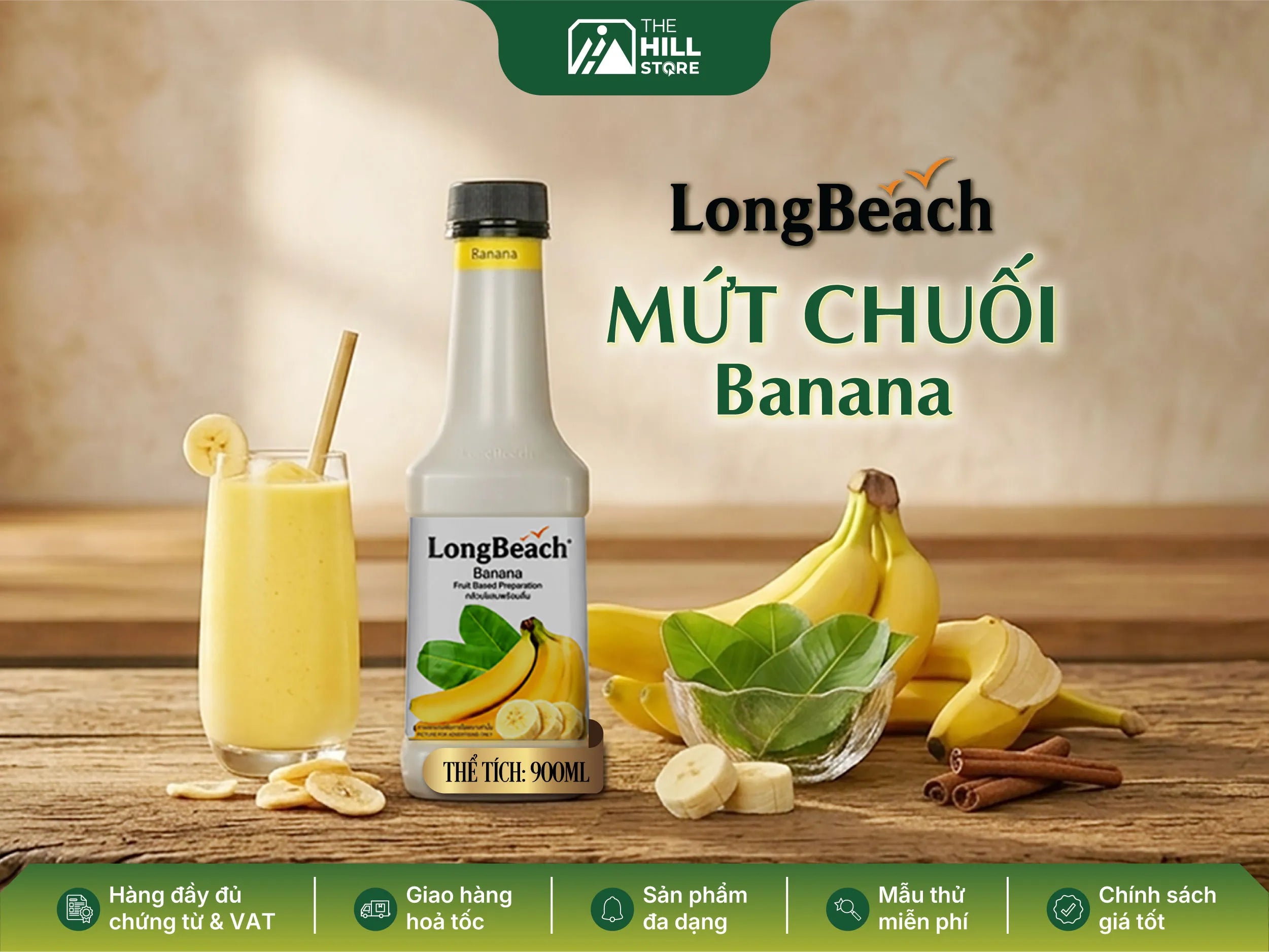 Mứt chuối longbeach banana – nguyên liệu pha chế đậm vị chuối chín cho quán đồ uống