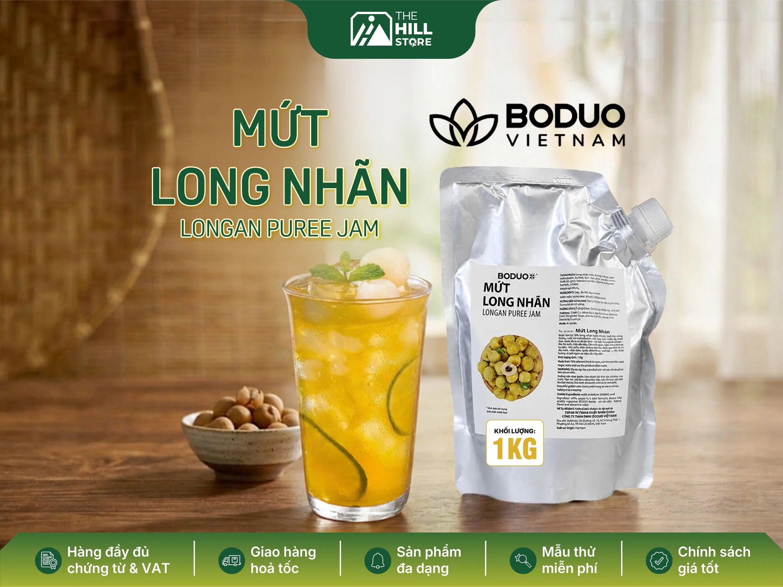 Mứt long nhãn boduo 1kg - tinh hoa hương vị từ long nhãn tự nhiên, nâng tầm mọi công thức pha chế