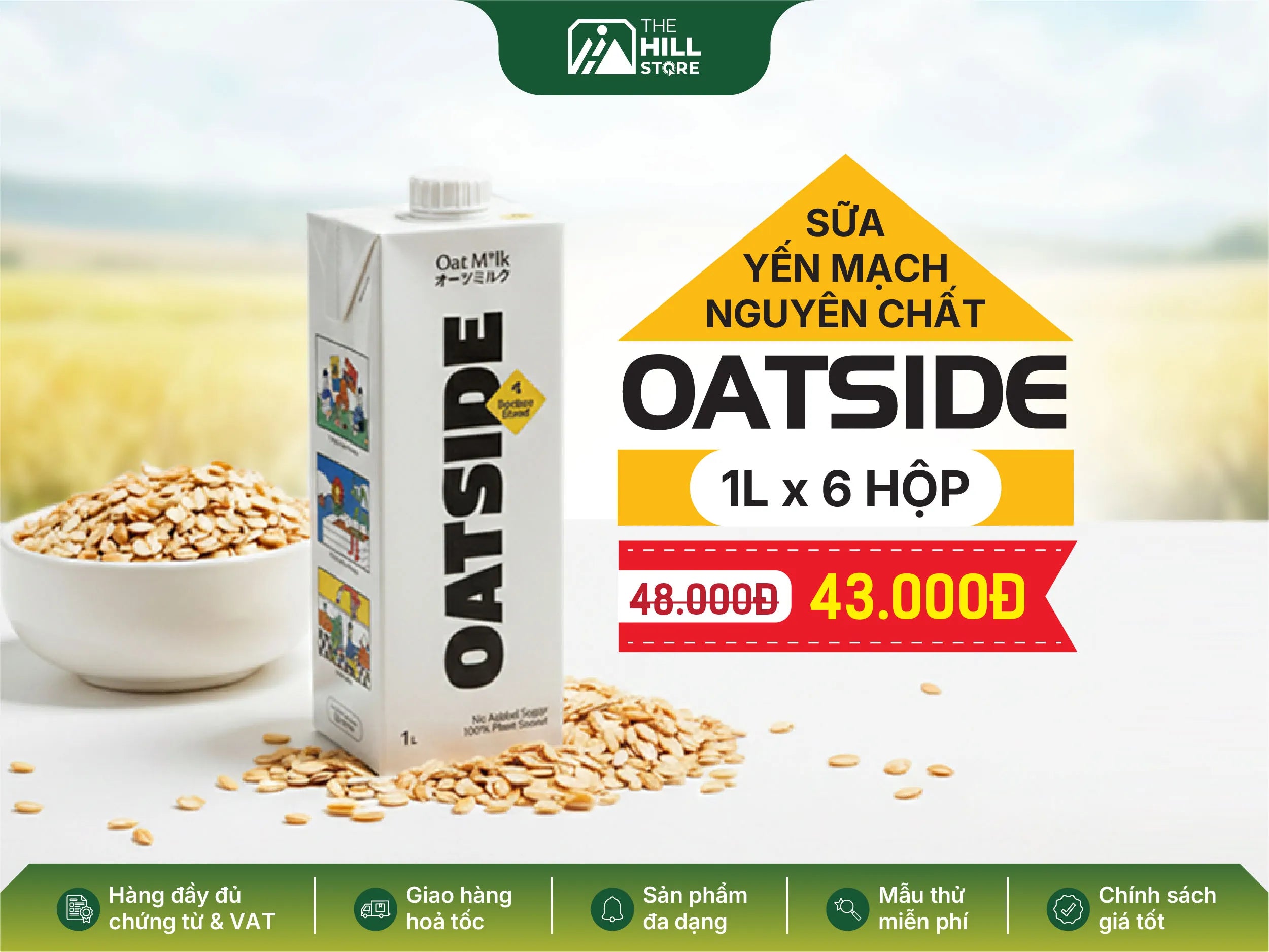 Khuyến mãi sữa yến mạch oatside 1l - cơ hội nhập với giá ưu đãi tại the hill store
