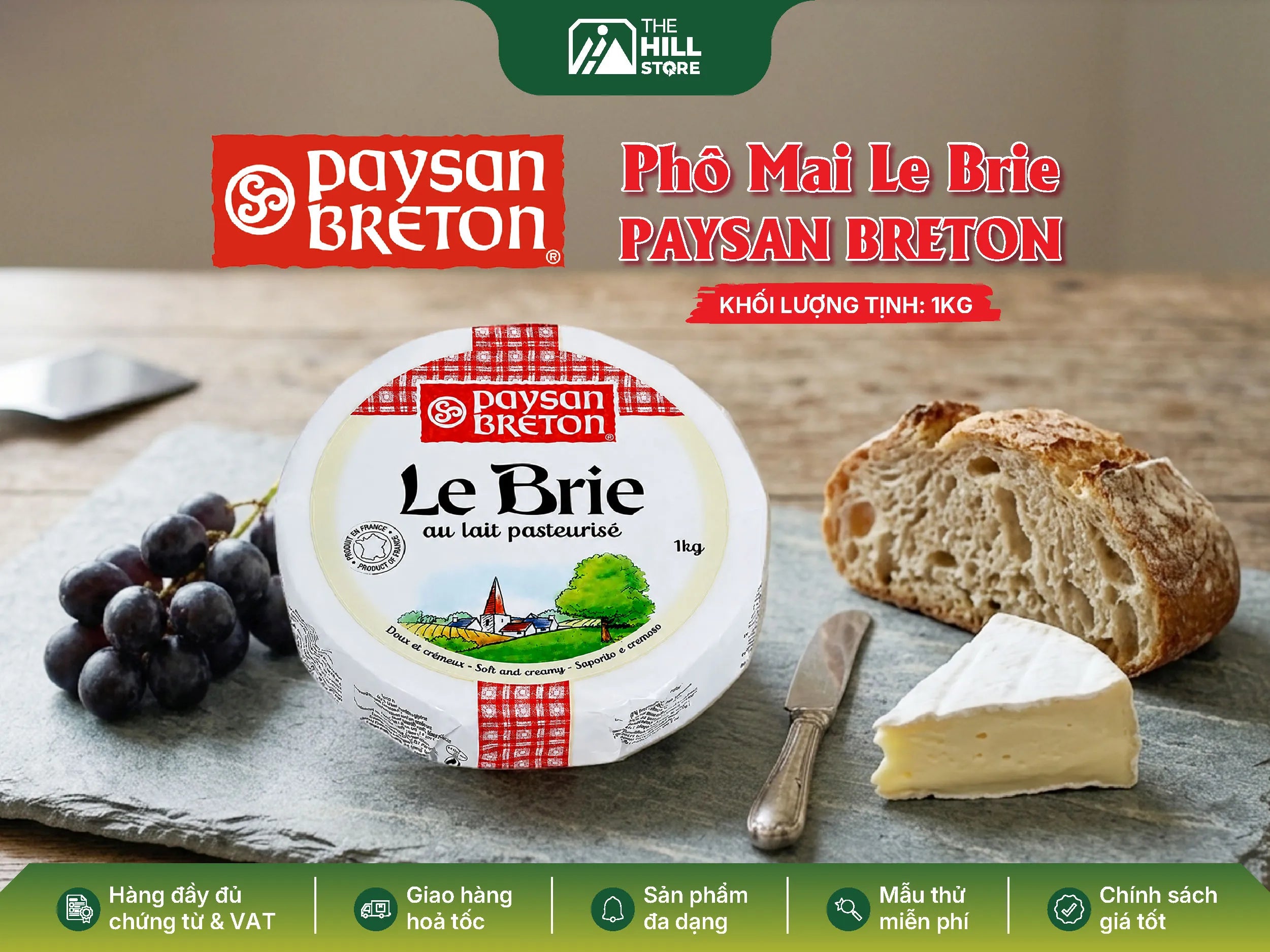 Phô mai brie paysan breton 1kg - mềm mịn, béo thơm, chuẩn vị pháp cho menu f&b