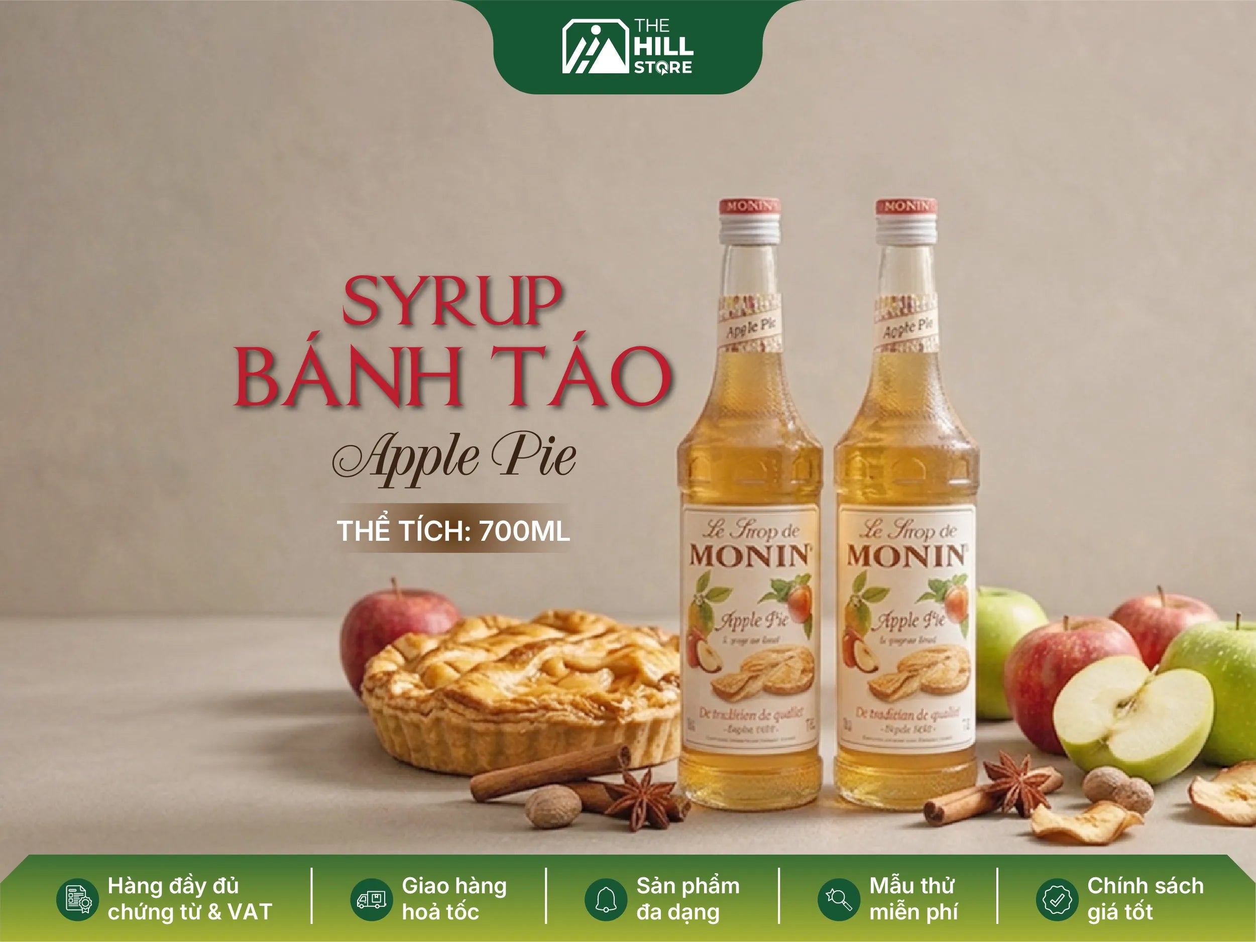 Syrup monin bánh táo (Apple Pie) 700ml – dòng syrup khiến menu đồ uống trở nên cuốn vị và hấp dẫn hơn