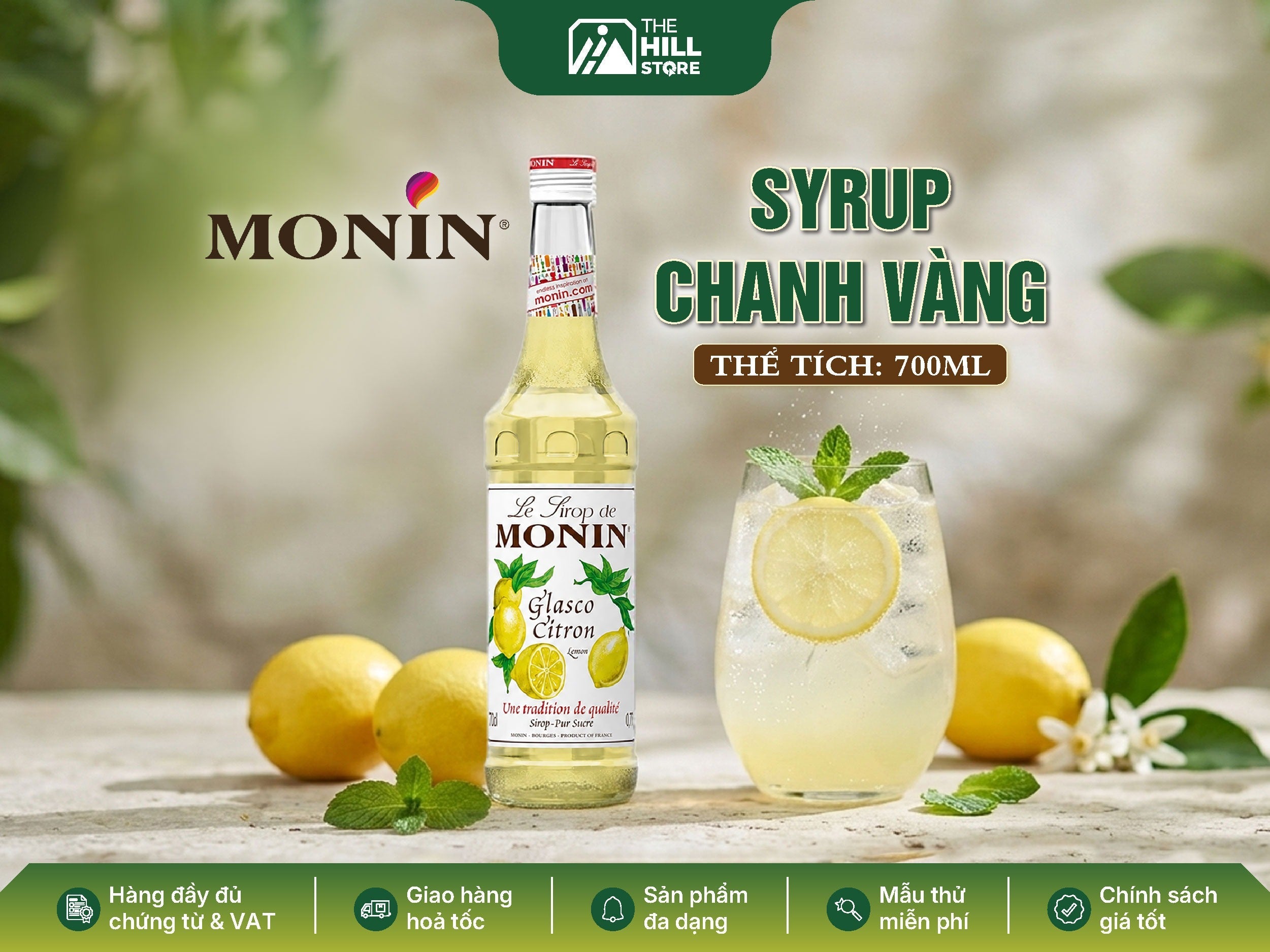 Syrup monin chanh vàng 700ml - hương vị chanh vàng tươi sáng cho menu đồ uống