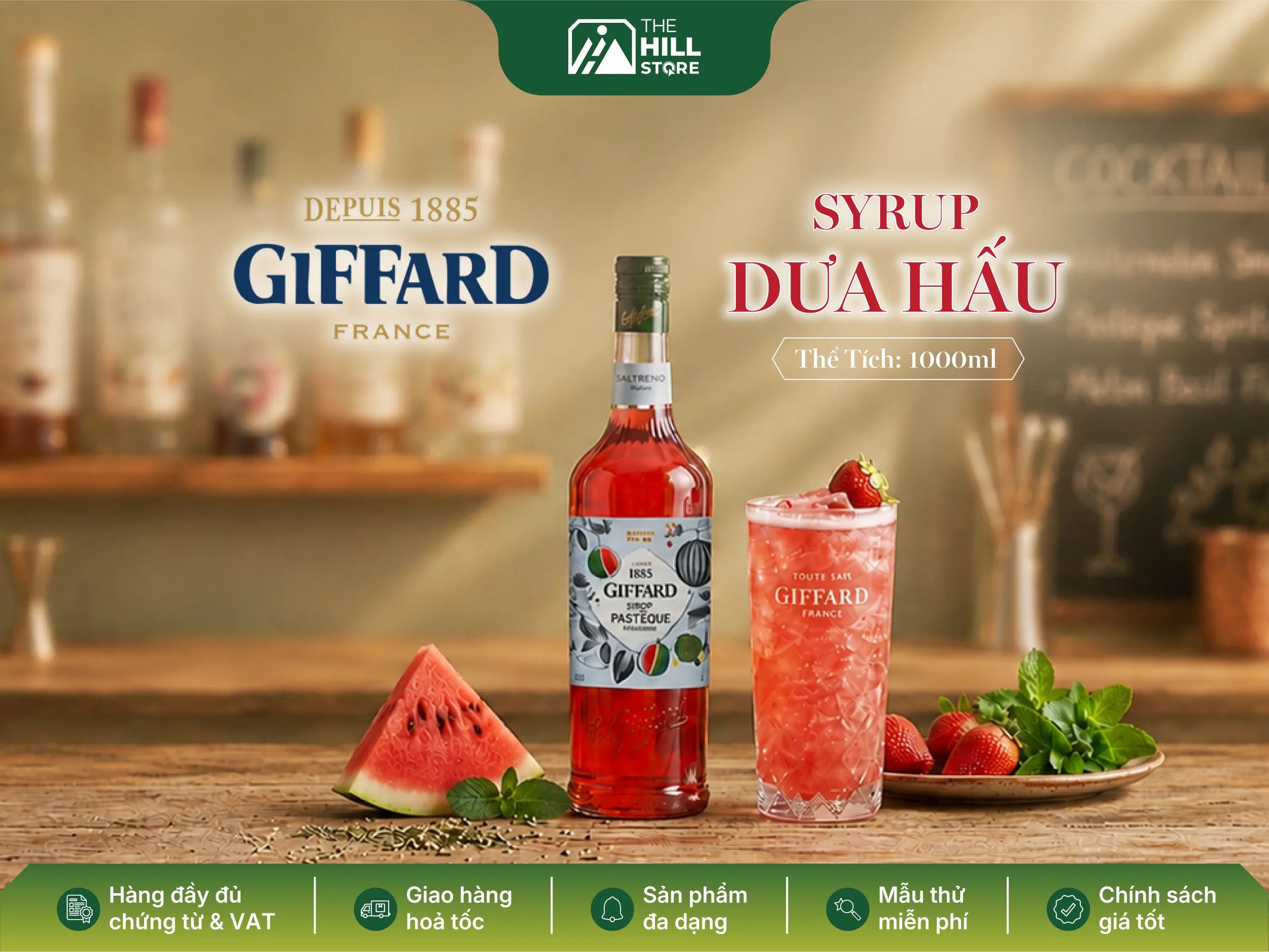 Syrup giffard dưa hấu (watermelom) - hương vị giải nhiệt được nhiều quán đồ uống ưa chuộng