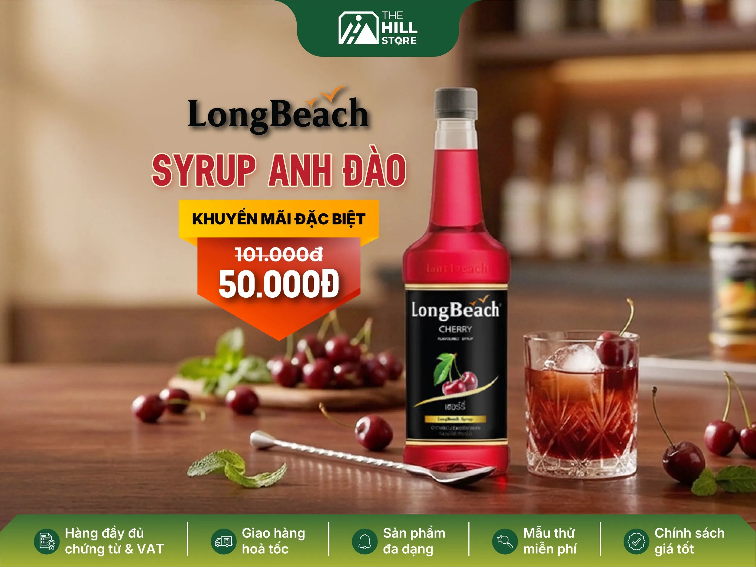 Syrup longbeach anh đào 740ml khuyến mãi sốc tháng 5 tại the hill store – cơ hội vàng để quán tối ưu menu mùa hè