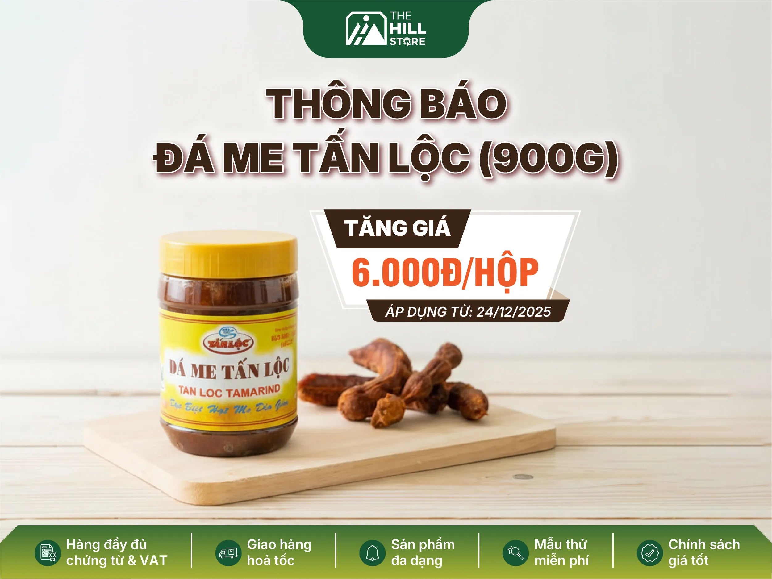 Thông báo tăng giá sản phẩm đá me tấn lộc 900g