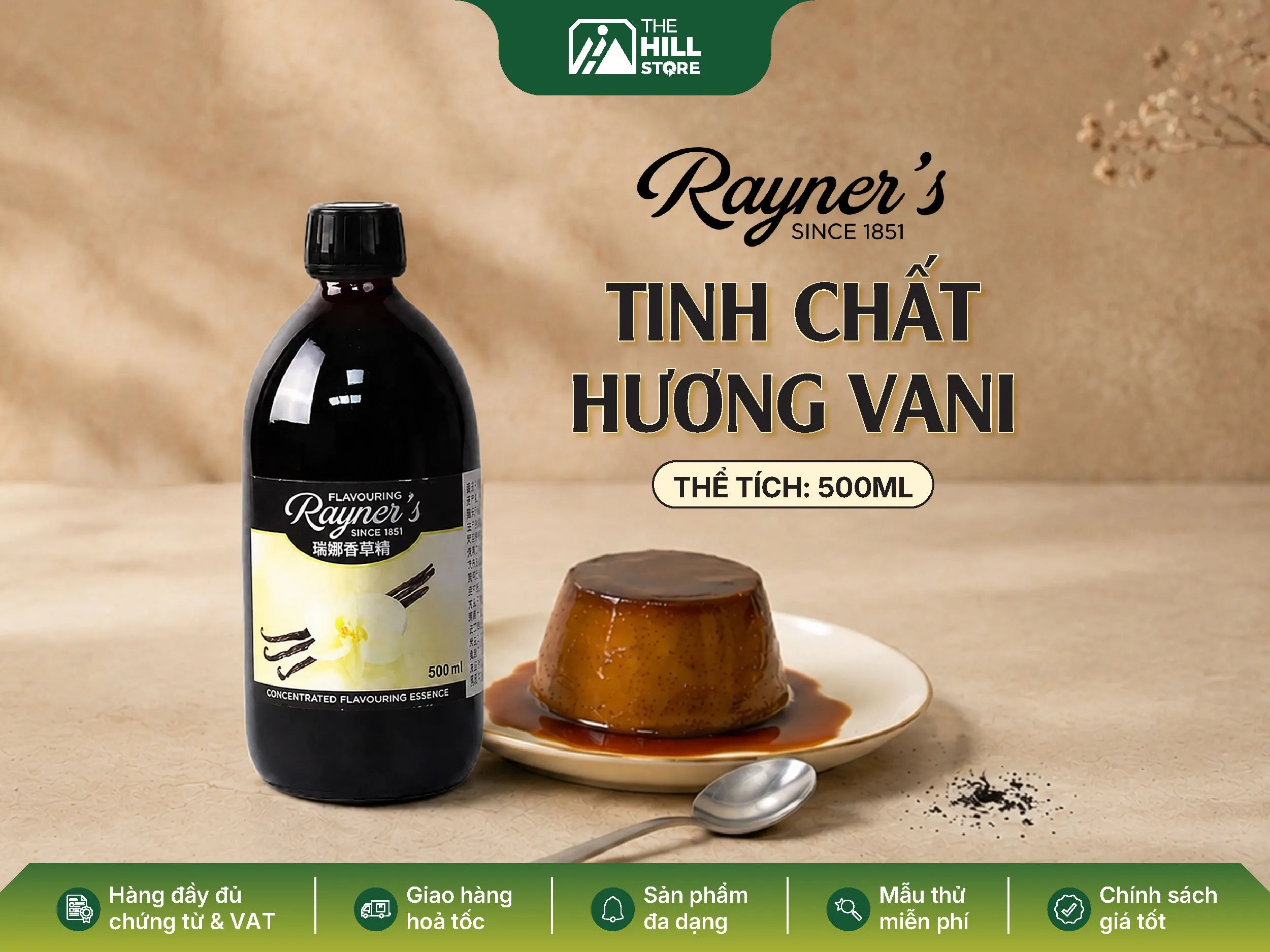 Hương vani rayner's 500ml - tinh chất hương vani cô đặc cho pha chế và làm bánh