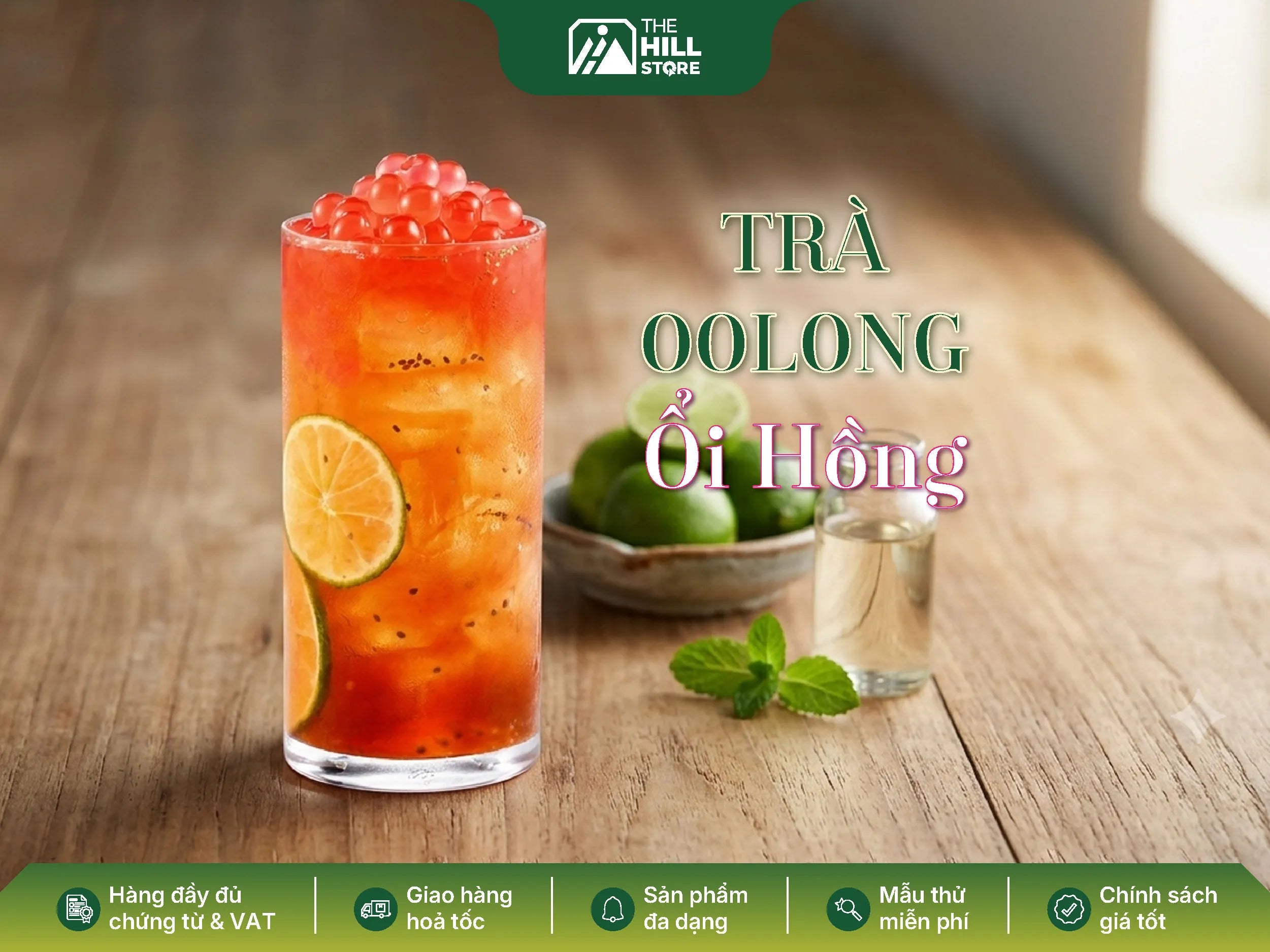Trà Oolong ổi hồng - công thức trà trái cây thơm dịu, bắt mắt cho menu quán