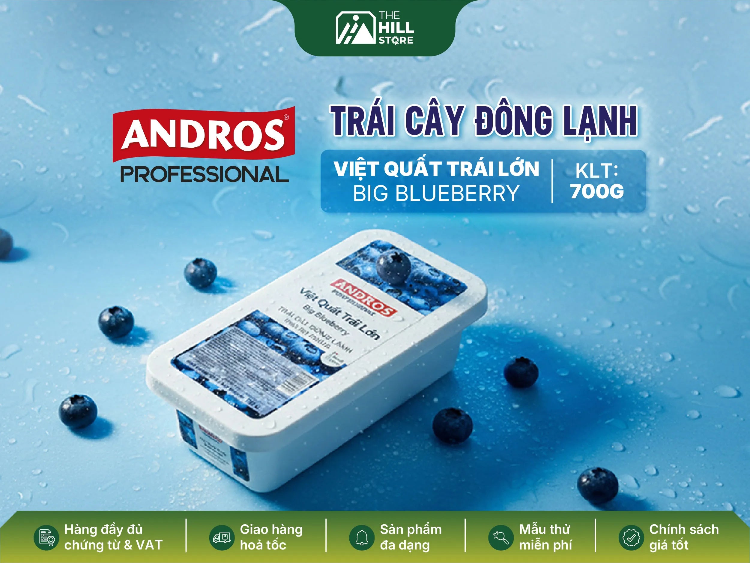 Việt quất trái lớn đông lạnh andros - nguyên liệu tối ưu cho quán nước và tiệm bánh mùa hè