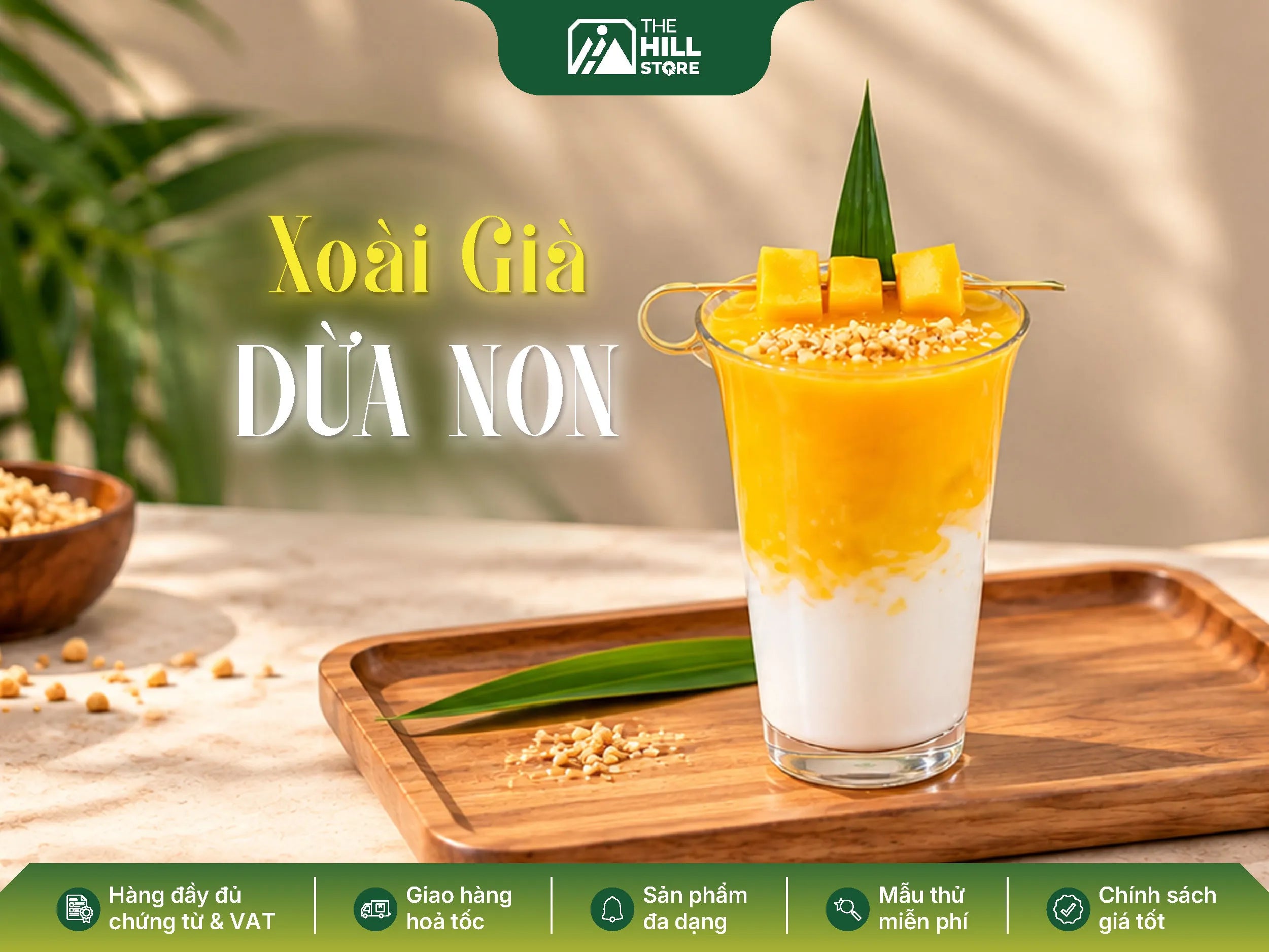 Xoài già dừa non - công thức đồ uống xoài dừa béo thơm, bắt mắt