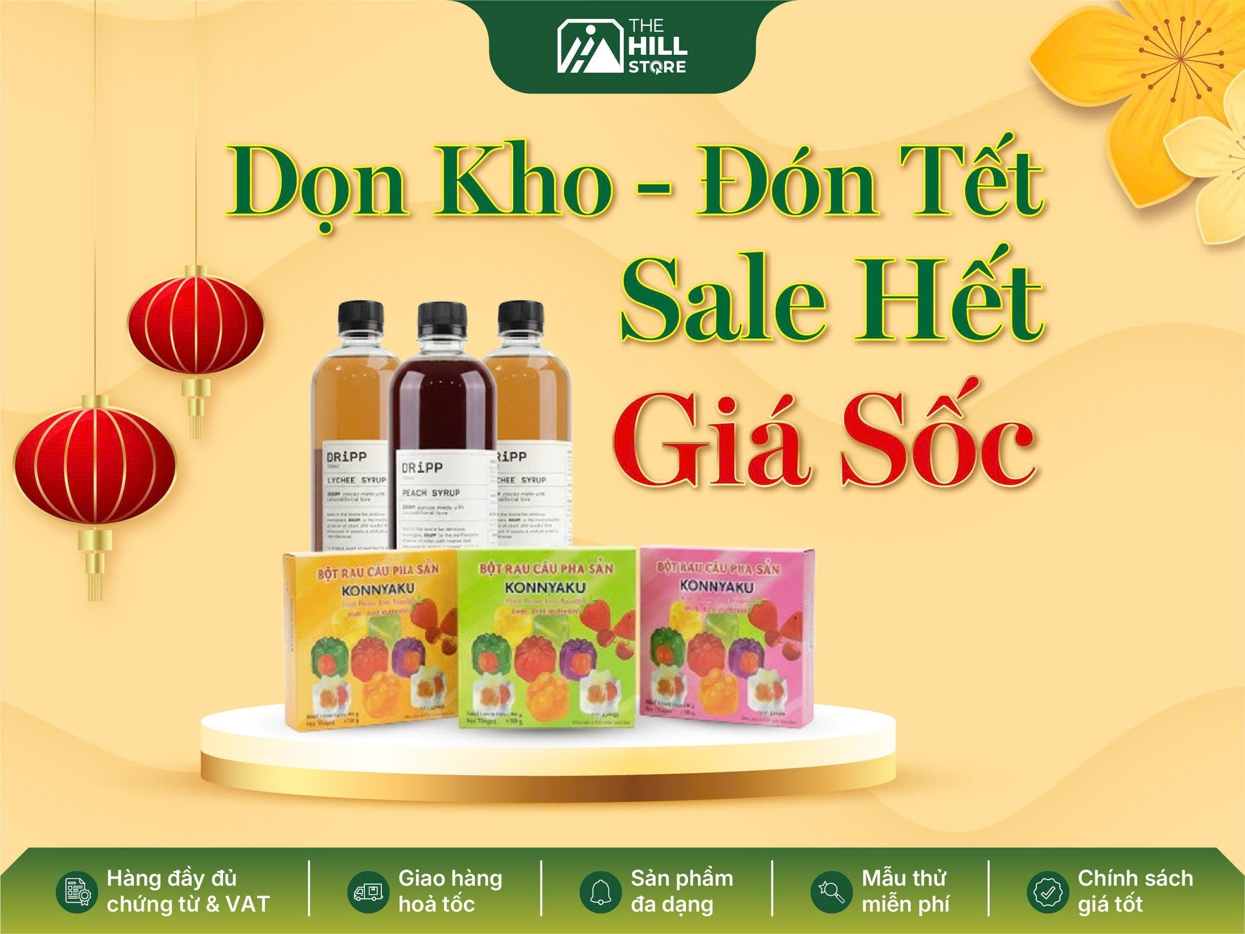 Khuyến mãi lớn nguyên liệu pha chế - giảm sâu bột rau câu Konnyaku và syrup dripp