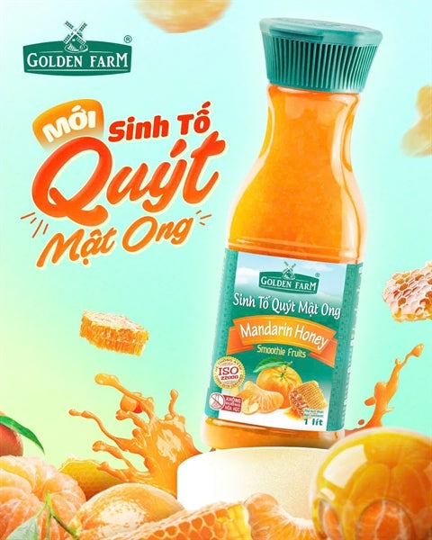 Sinh Tố Quýt Mật Ong Golden Farm (Honey Murcott Smoothie Base - GF) 1.000 ml x 12 Chai
