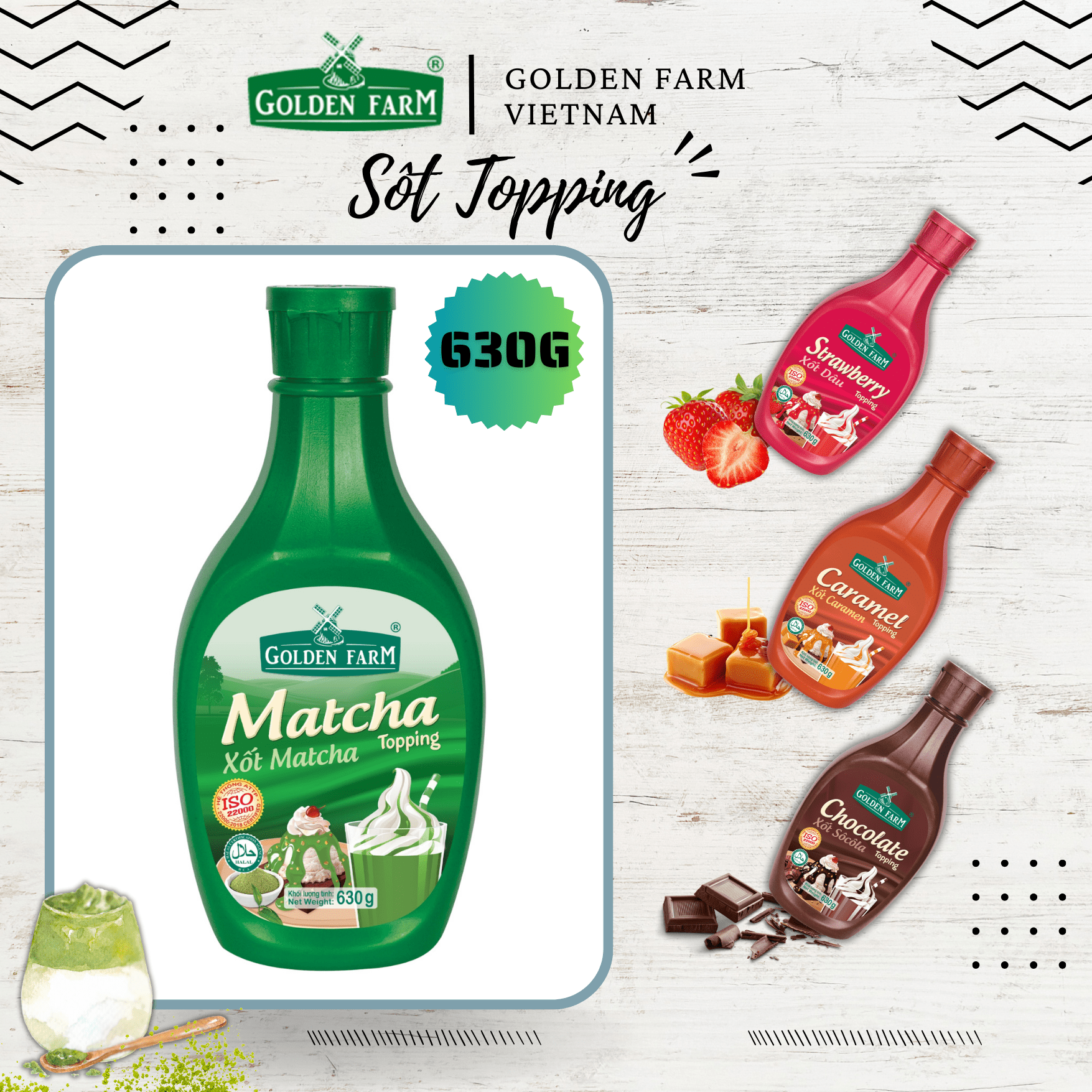 Topping Rasa Macha Sốt Matcha (Macha Topping) Golden Farm 630 g – THE HILL STORE