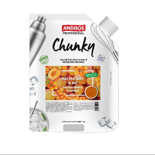 Chunky Hắc Mai Biển & Mơ (Sea Buckthorn & Apricot) ANDROS 1 kg x 8 túi