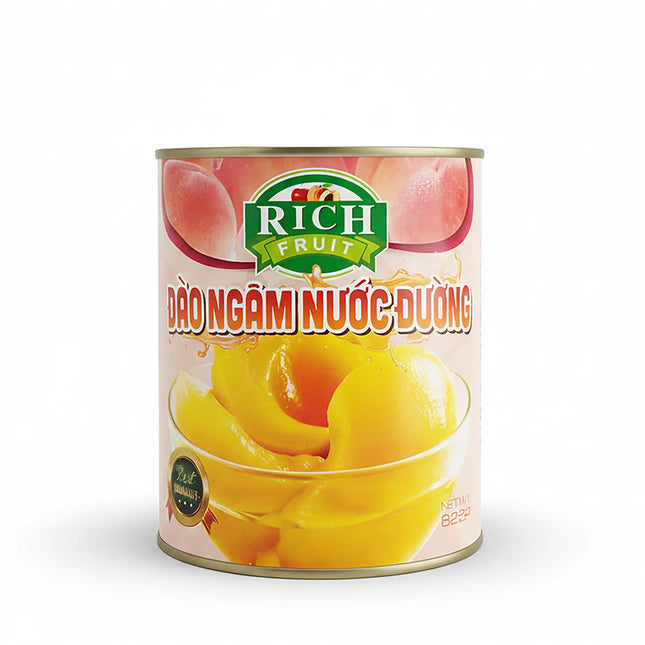 Đào Ngâm Nước Đường Rich 825g x 12 lon