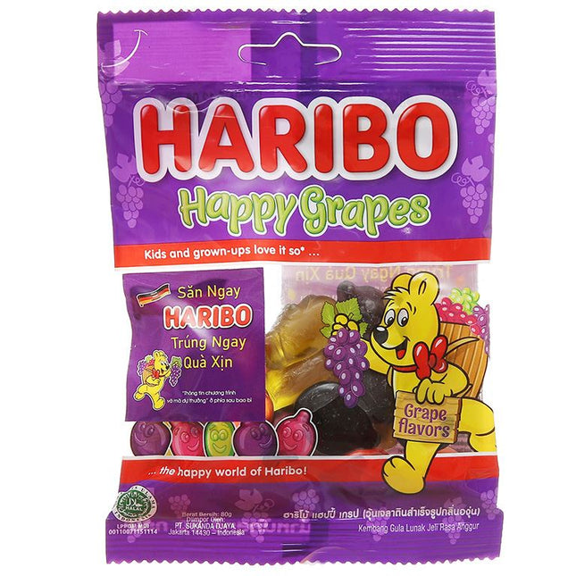 Kẹo dẻo Haribo Happy Grapes 80g x 24 Gói