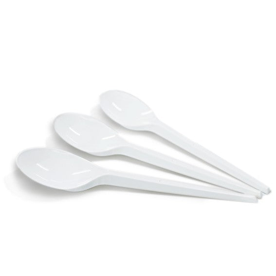 Muỗng trắng 15cm nhựa không bọc (1 bịch 100 cái)