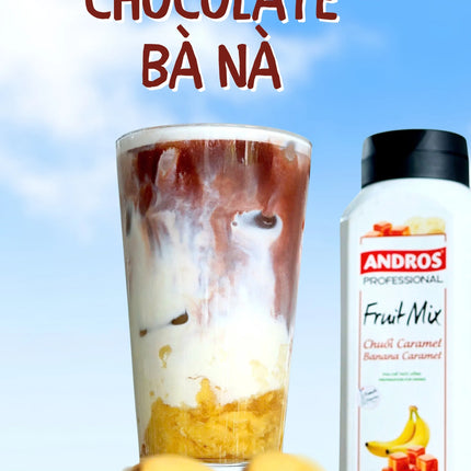 Mứt Trái Cây (Fruit Mix) Andros Chuối Caramel (Banana Caramel) 820ml x 8 Chai