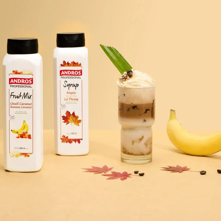 Mứt Trái Cây (Fruit Mix) Andros Chuối Caramel (Banana Caramel) 820ml x 8 Chai