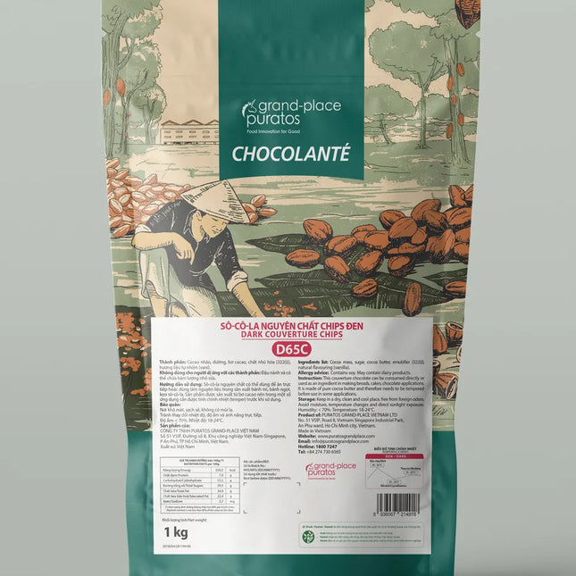 Socola chip đen 65% Puratos 1kg