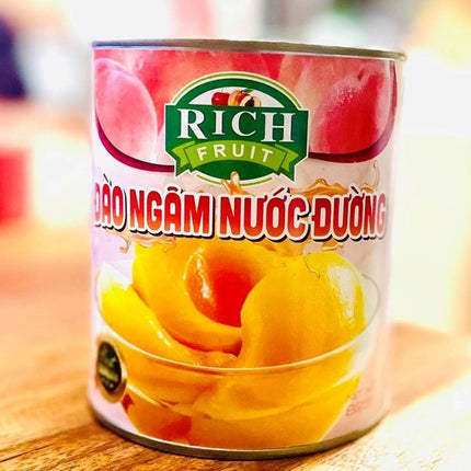 Đào Ngâm Nước Đường Rich 825g x 12 lon