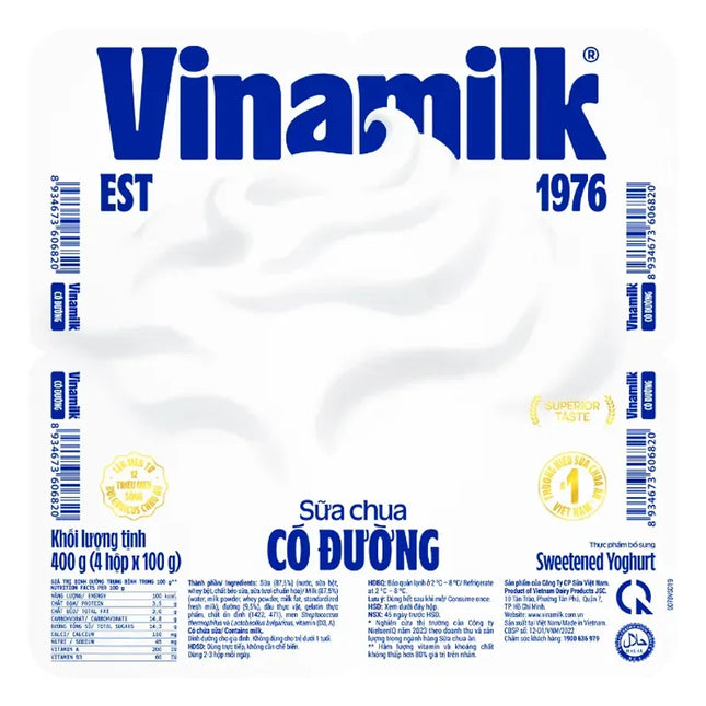 Sữa Chua Có Đường Vinamilk 100g/Hũ (Lốc 4 Hủ)