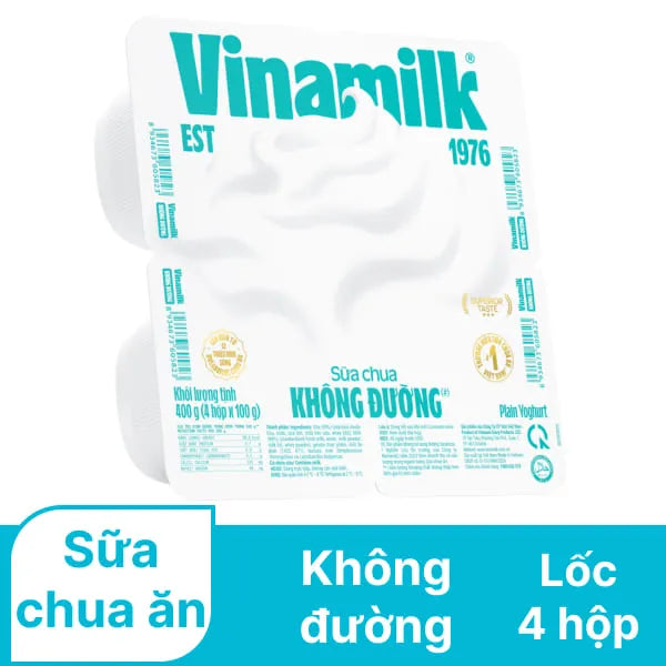 Sữa Chua Không Đường Vinamilk 100g/Hũ (Lốc 4 Hủ)