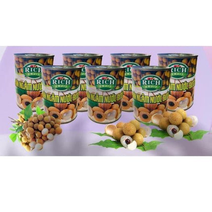 Nhãn Ngâm Nước Đường Rich 565g x 12 lon