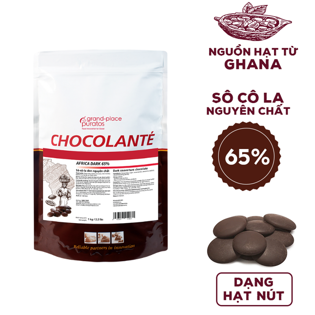 Socola dạng nút đen 65% Puratos 1kg x 8 Túi