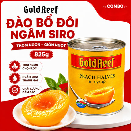 Đào ngâm Gold Reef Peach Halves In Syrup 825g x 12 Hộp