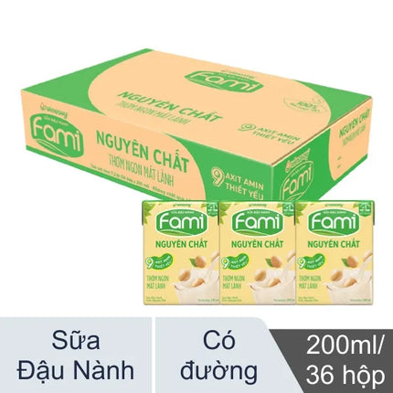 Sữa Đậu Nành Nguyên Chất Fami 200ml x 36 Hộp