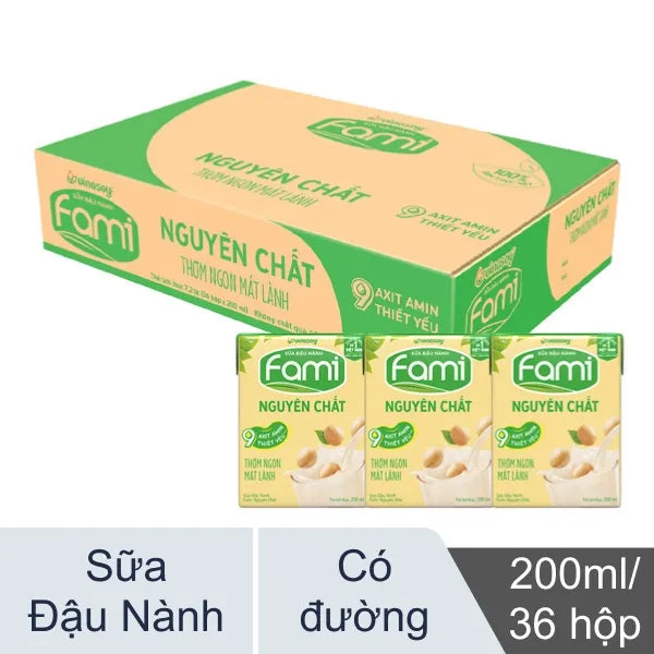 Sữa Đậu Nành Nguyên Chất Fami 200ml x 36 Hộp