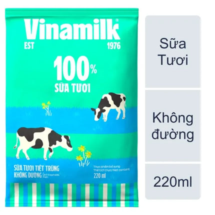 Sữa tươi tiệt trùng không đường Vinamilk 100% 220ml x 48 bịch