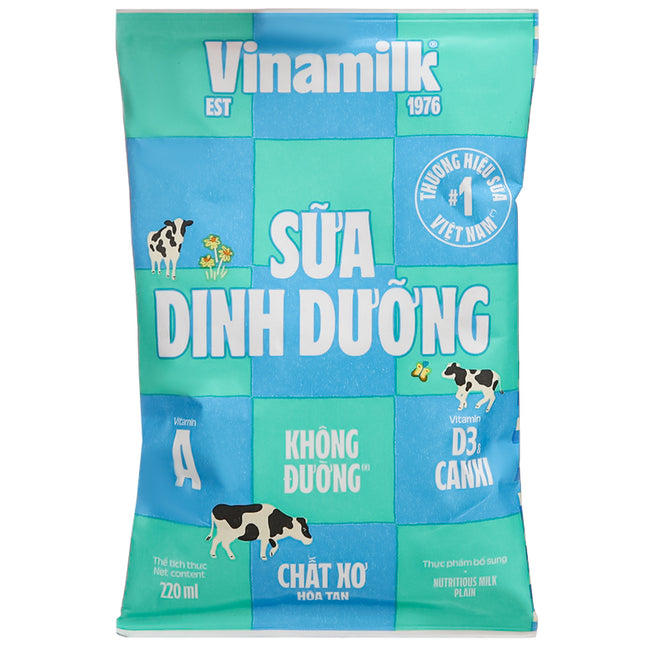 Sữa tươi dinh dưỡng không đường Vinamilk 220ml x 48 bịch